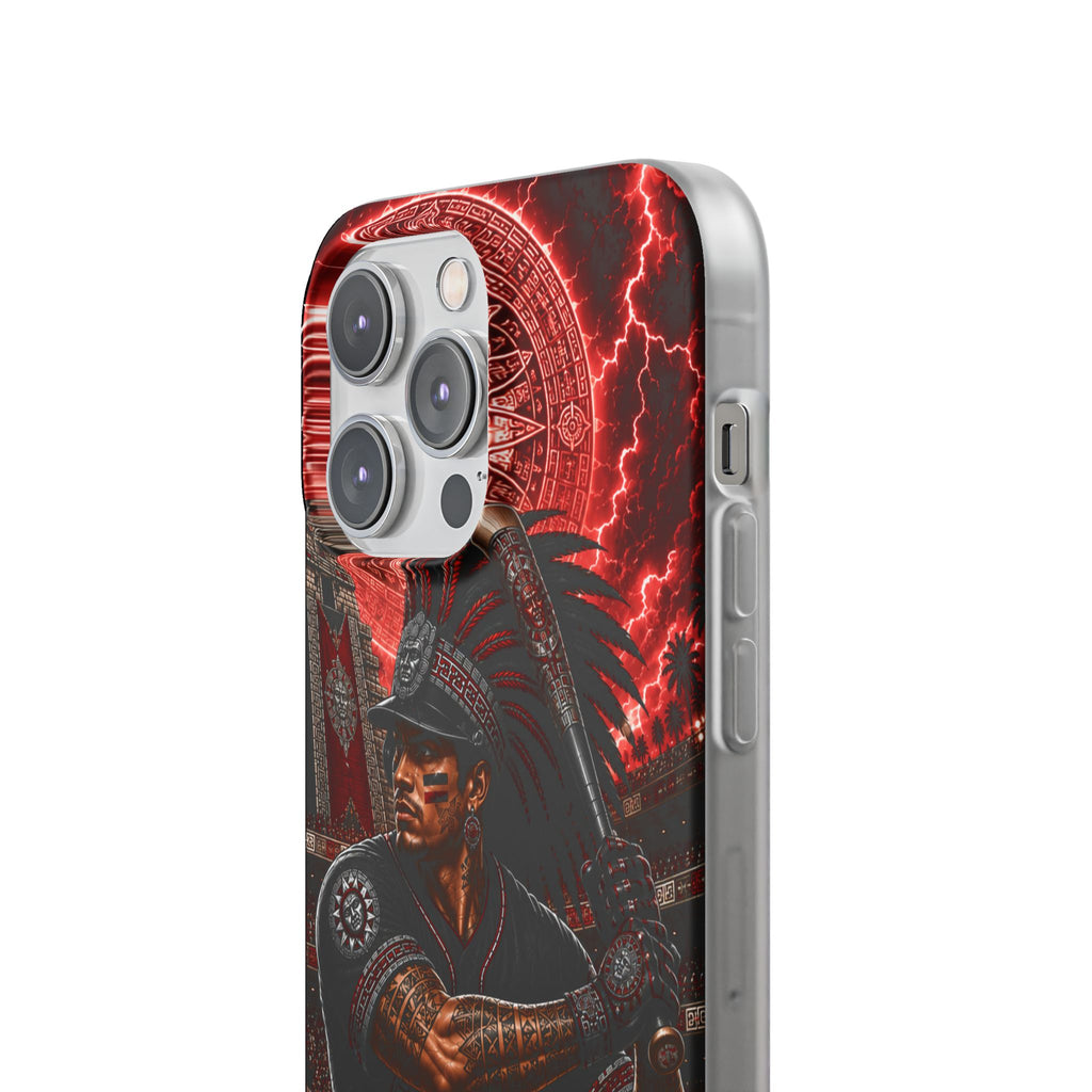 Aztec Baseball Warrior – Flexi Phone Case (iPhone & Samsung • Clear TPU • Made & Shipped in the USA • 🚚 FREE USA Shipping • Personalized Option)
