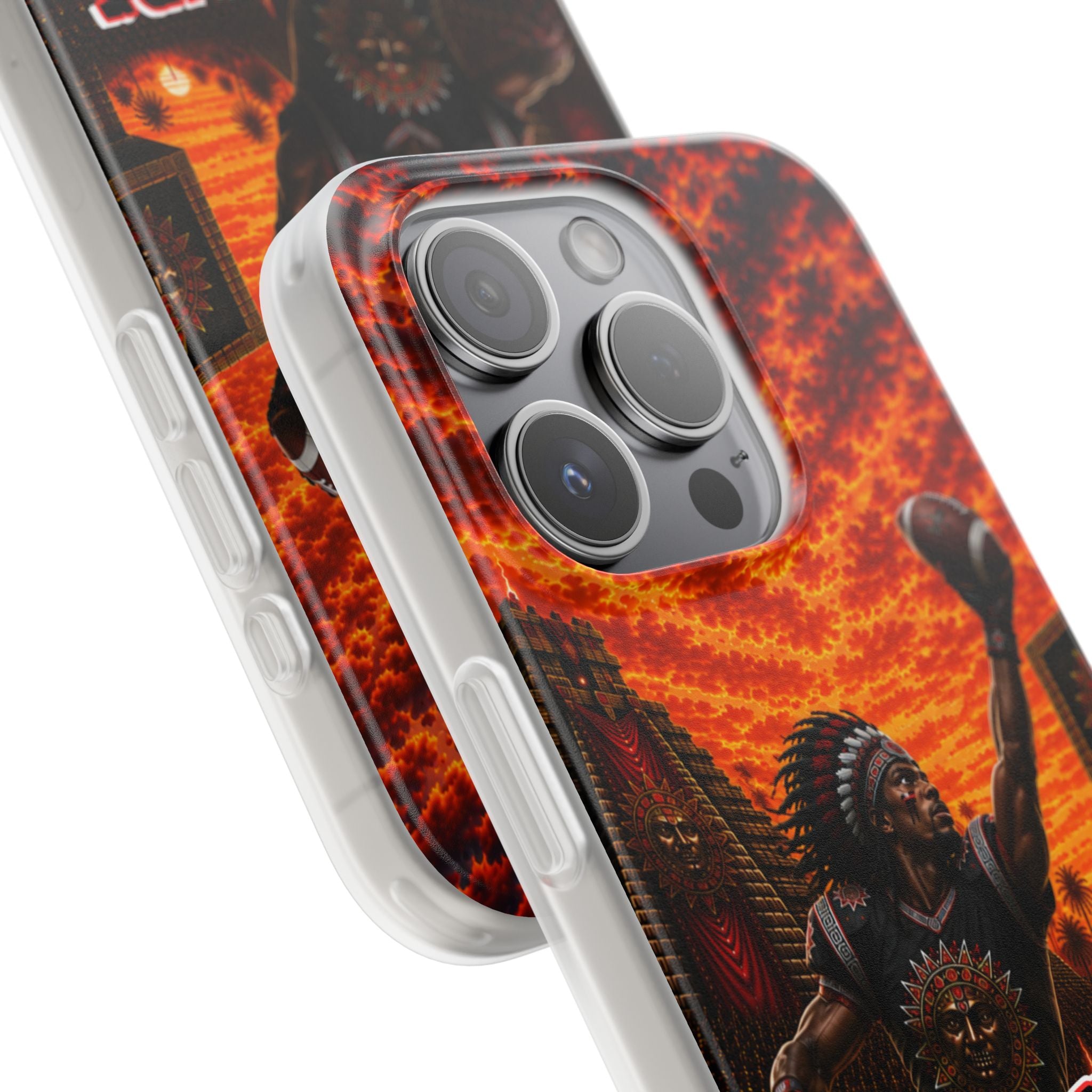 Aztec Football Warrior – Flexi Phone Case (iPhone & Samsung • Clear TPU • Made & Shipped in the USA • 🚚 FREE USA Shipping • Personalized Option)