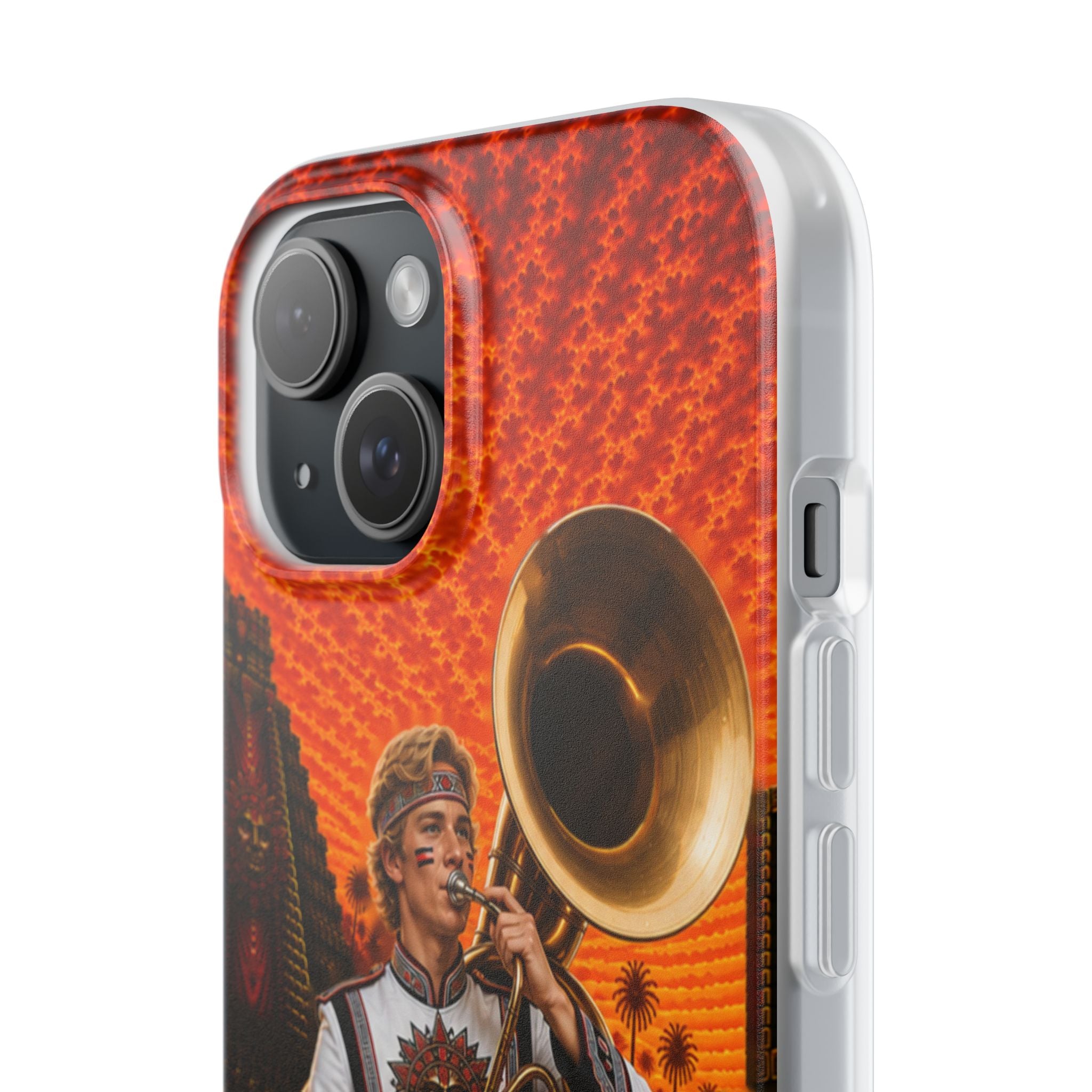 Aztec Band Warrior – Flexi Phone Case (iPhone & Samsung • Clear TPU • Made & Shipped in the USA • 🚚 FREE USA Shipping • Personalized Option)