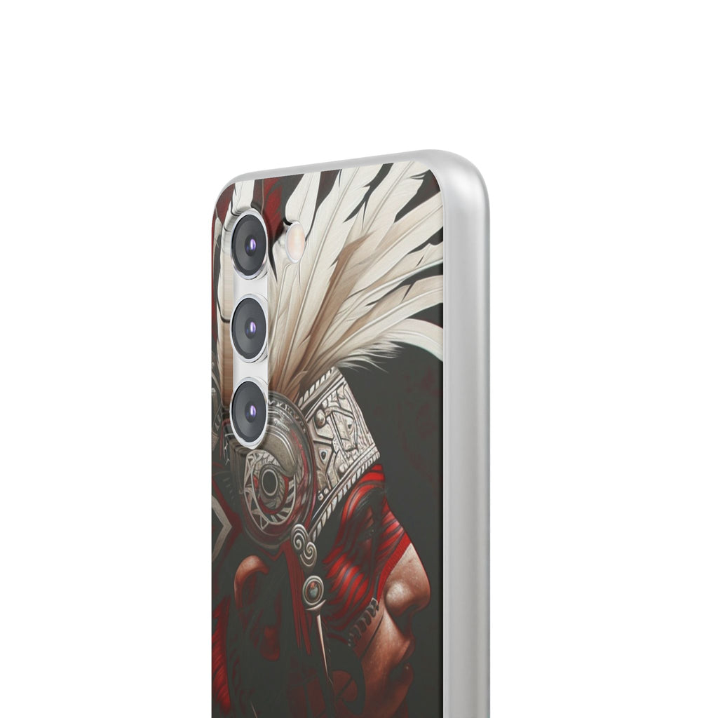 Aztec Warrior King – Flexi Phone Case (iPhone & Samsung • Clear TPU • Made in USA • Personalized Option)