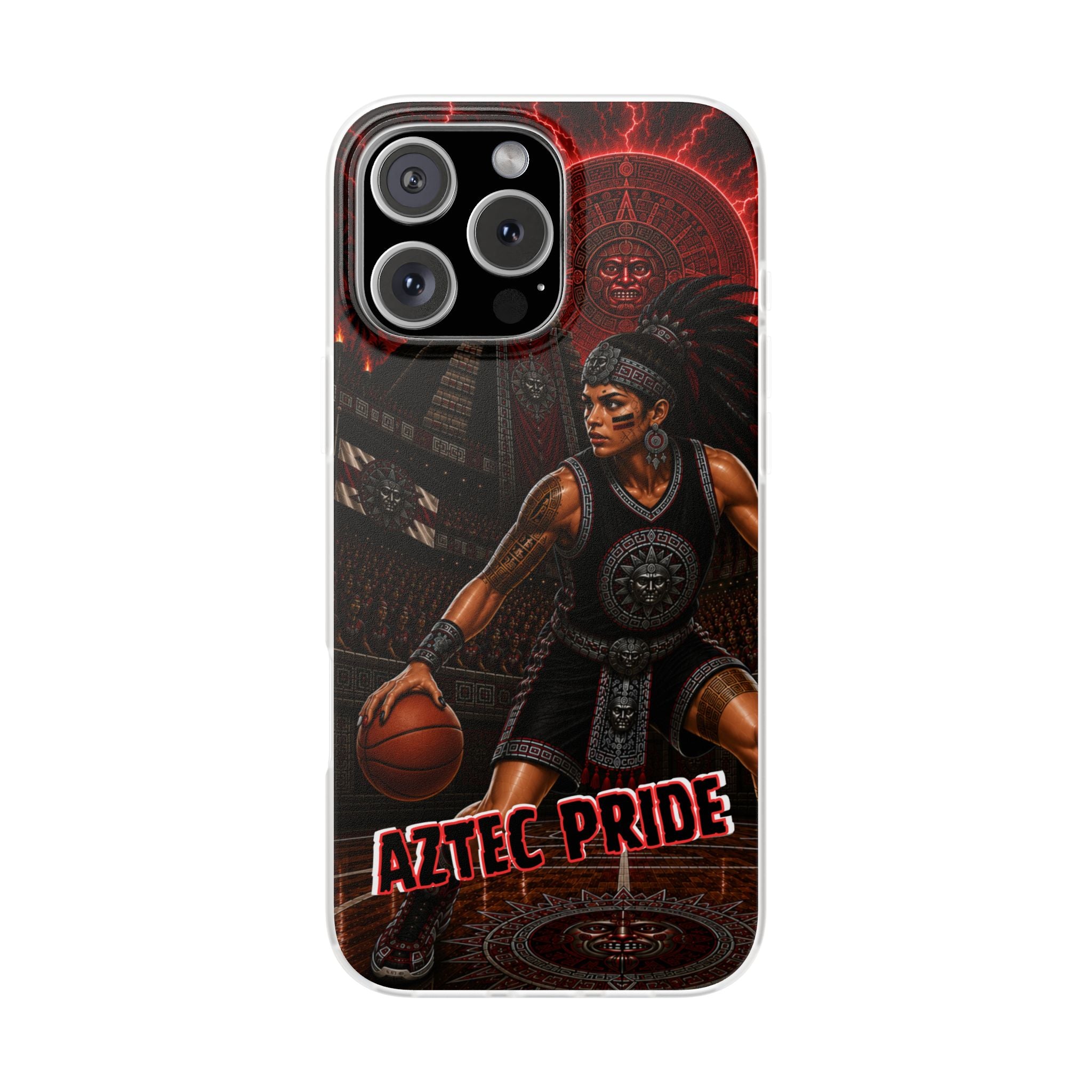 Aztec Basketball Female Warrior – Flexi Phone Case (iPhone & Samsung • Clear TPU • Made & Shipped in the USA • 🚚 FREE USA Shipping • Personalized Option)