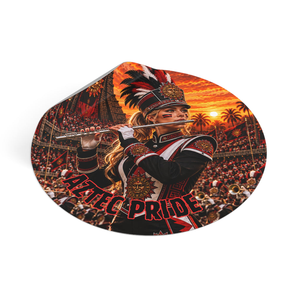 Aztec Band Warrior Round Vinyl Sticker 2”–6” | Made & Shipped in the USA • 🚚 FREE USA Shipping • Personalized Option