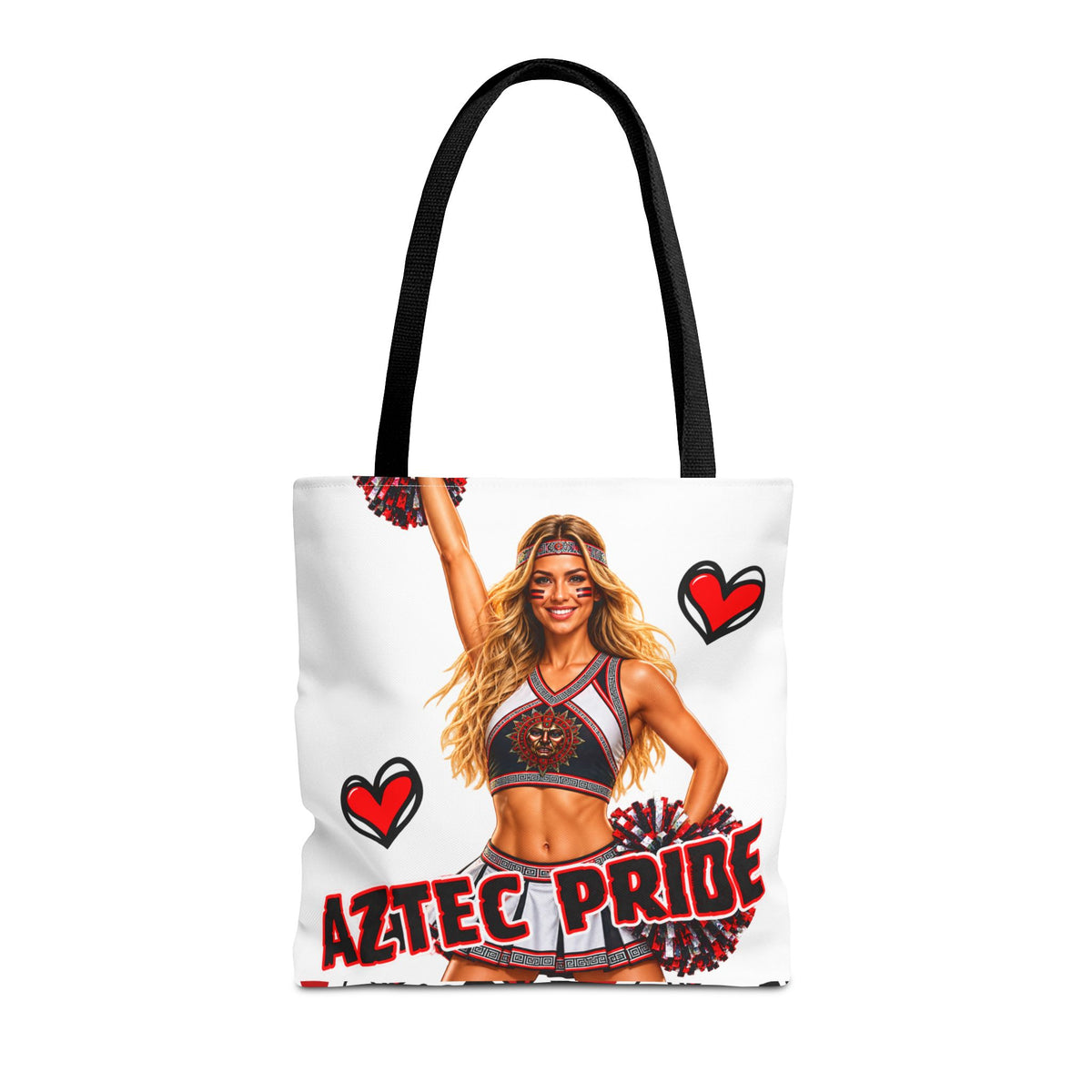Aztec Cheerleader Warrior Tote Bag | Aztec-Inspired AI Art • Made & Shipped in the USA • 🚚 FREE USA Shipping • FREE Personalization