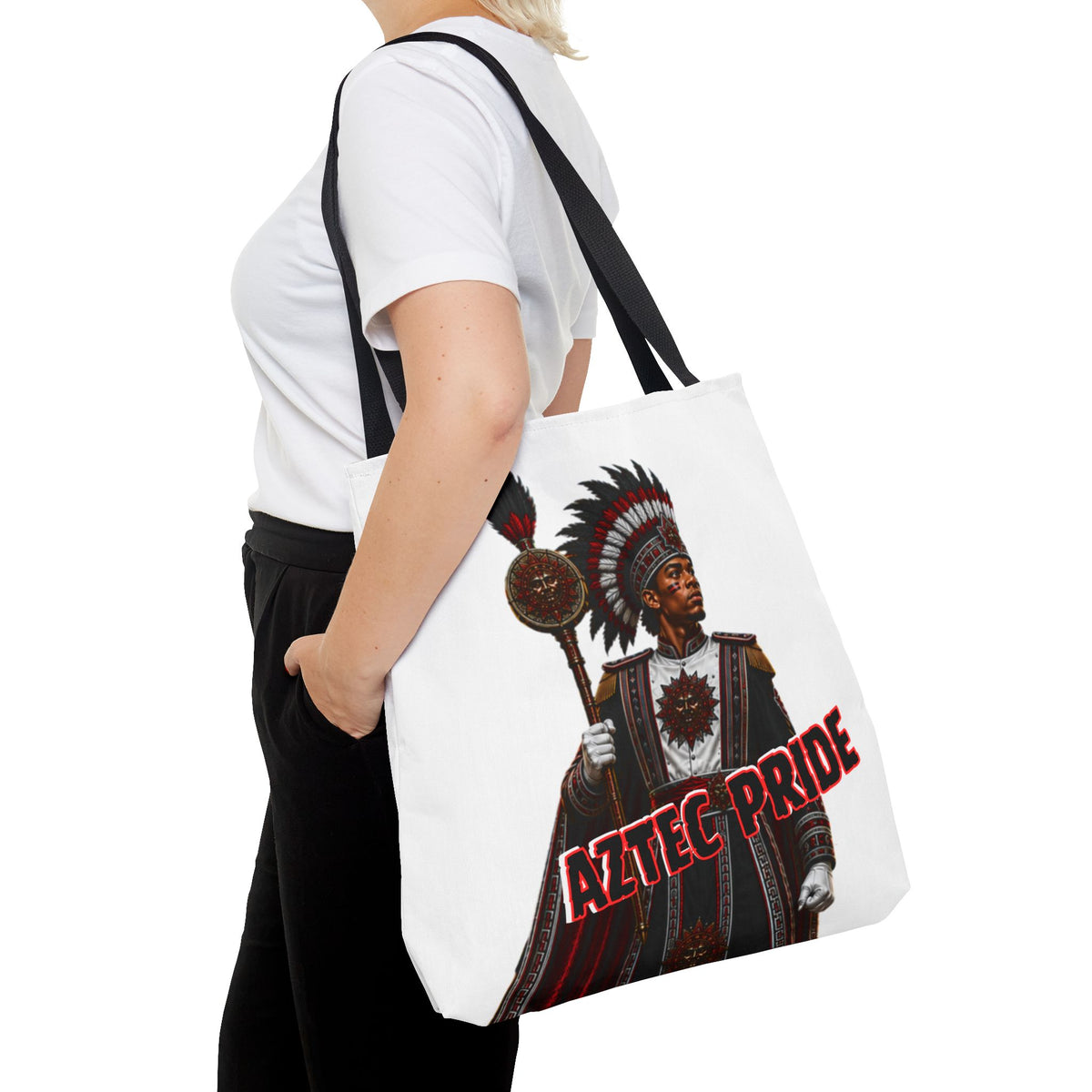Aztec Band Warrior Tote Bag | Aztec-Inspired AI Art • Made & Shipped in the USA • 🚚 FREE USA Shipping • FREE Personalization