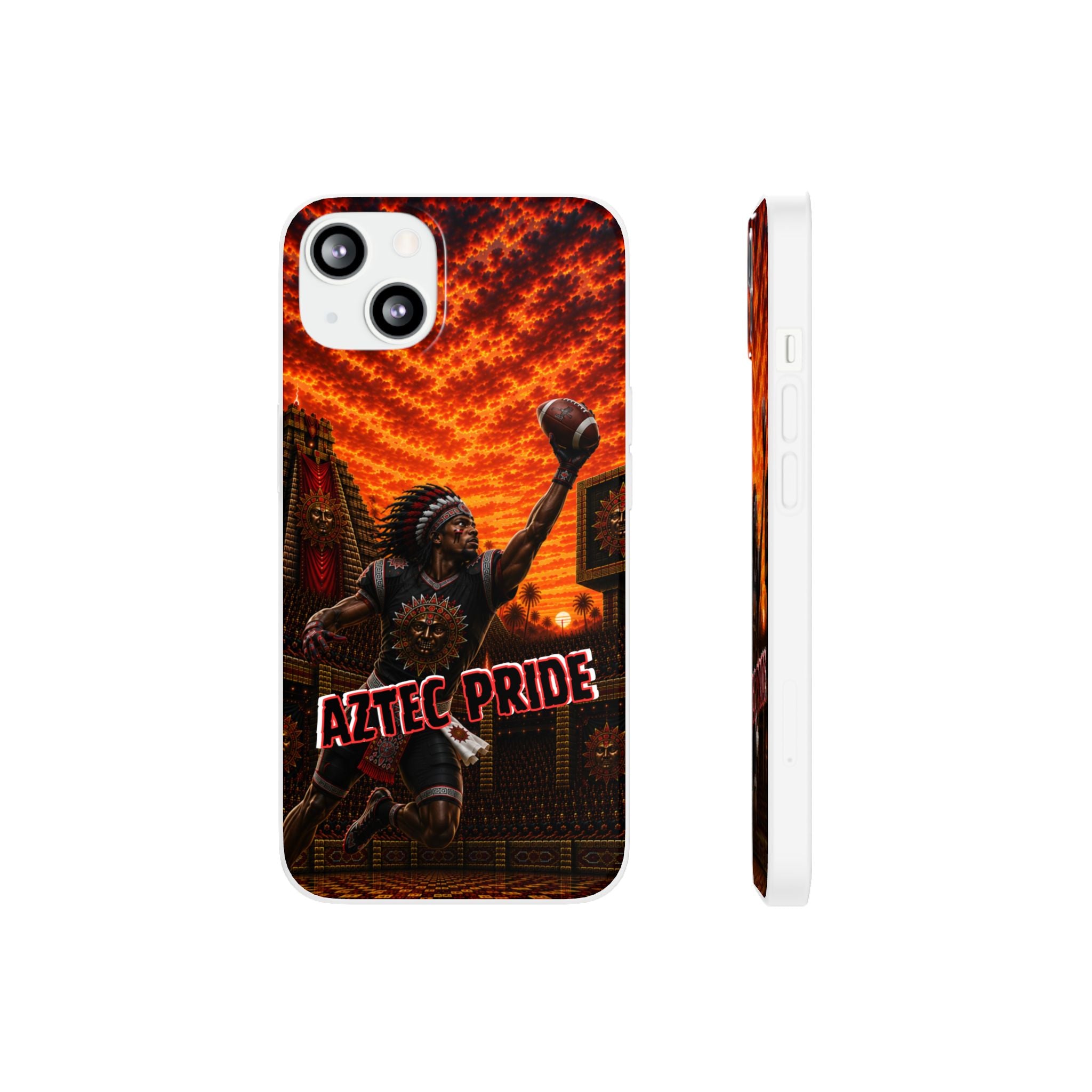 Aztec Football Warrior – Flexi Phone Case (iPhone & Samsung • Clear TPU • Made & Shipped in the USA • 🚚 FREE USA Shipping • Personalized Option)