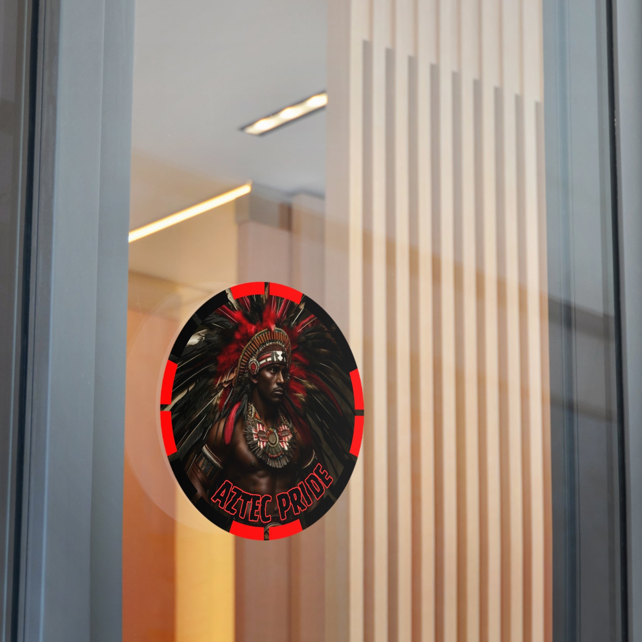 Aztec Panther Warrior Round Vinyl Sticker – Waterproof Matte Decal (2”–6”)
