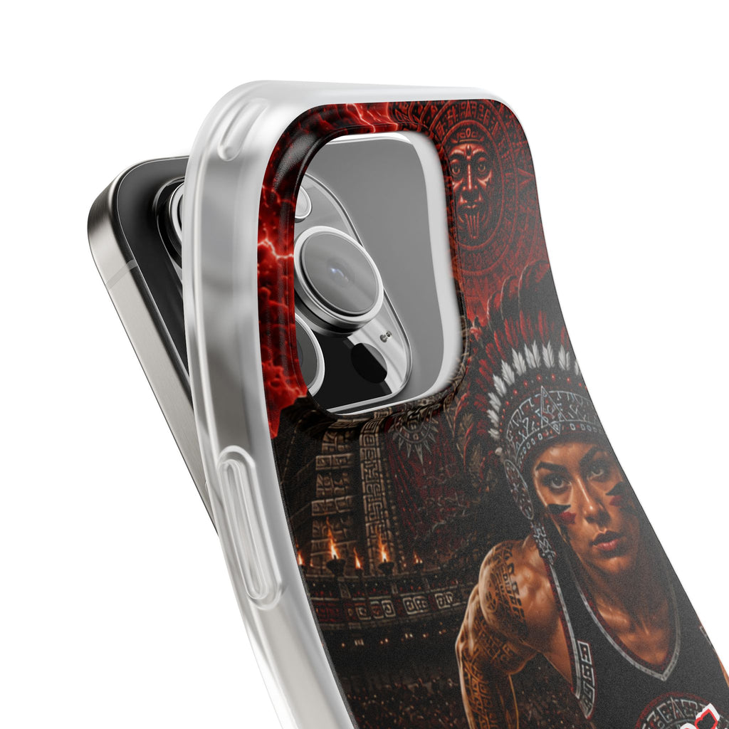 Aztec Track & Field Female Warrior – Flexi Phone Case (iPhone & Samsung • Clear TPU • Made & Shipped in the USA • 🚚 FREE USA Shipping • Personalized Option)