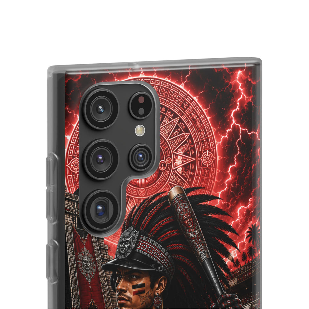 Aztec Baseball Warrior – Flexi Phone Case (iPhone & Samsung • Clear TPU • Made & Shipped in the USA • 🚚 FREE USA Shipping • Personalized Option)