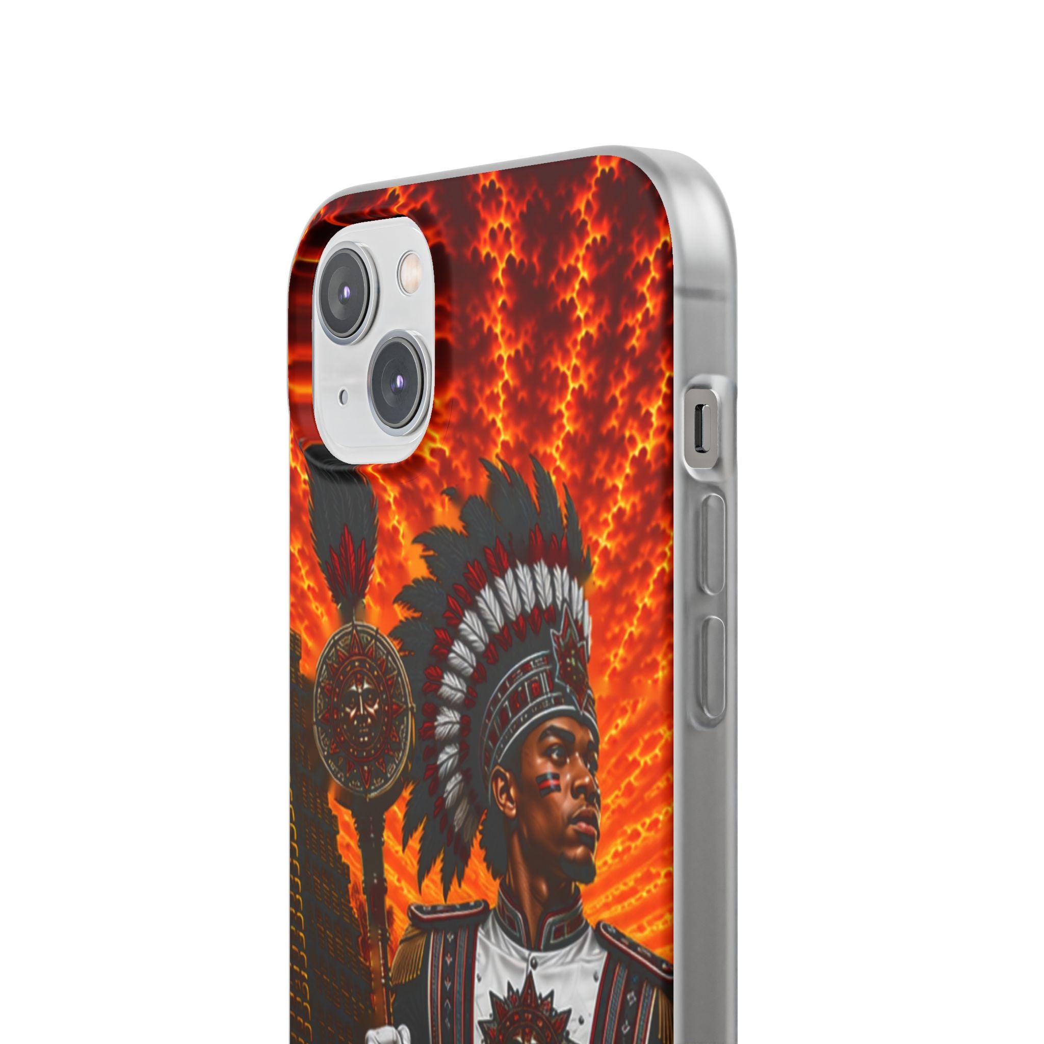 Aztec Drum Major Warrior – Flexi Phone Case (iPhone & Samsung • Clear TPU • Made & Shipped in the USA • 🚚 FREE USA Shipping • Personalized Option)