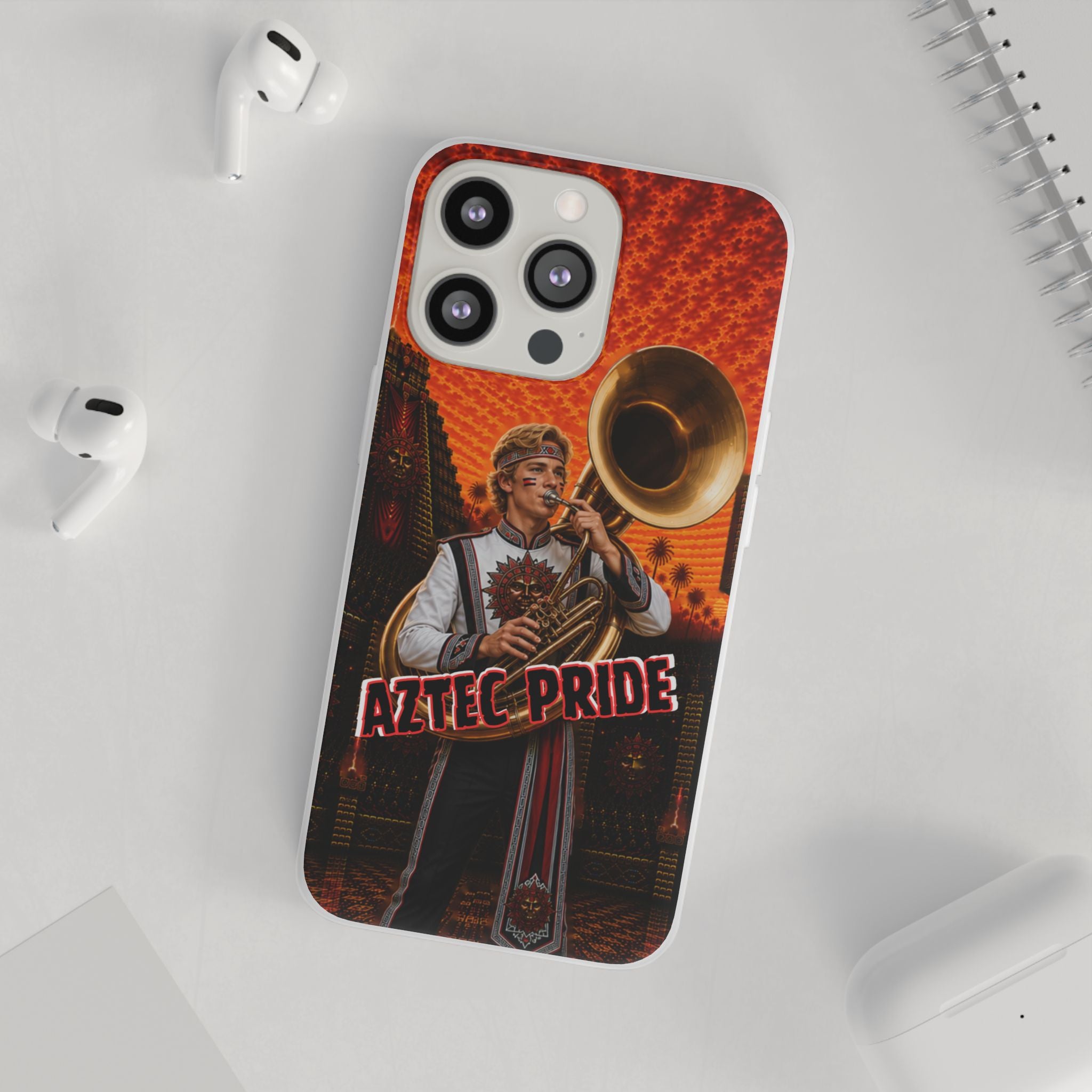 Aztec Band Warrior – Flexi Phone Case (iPhone & Samsung • Clear TPU • Made & Shipped in the USA • 🚚 FREE USA Shipping • Personalized Option)