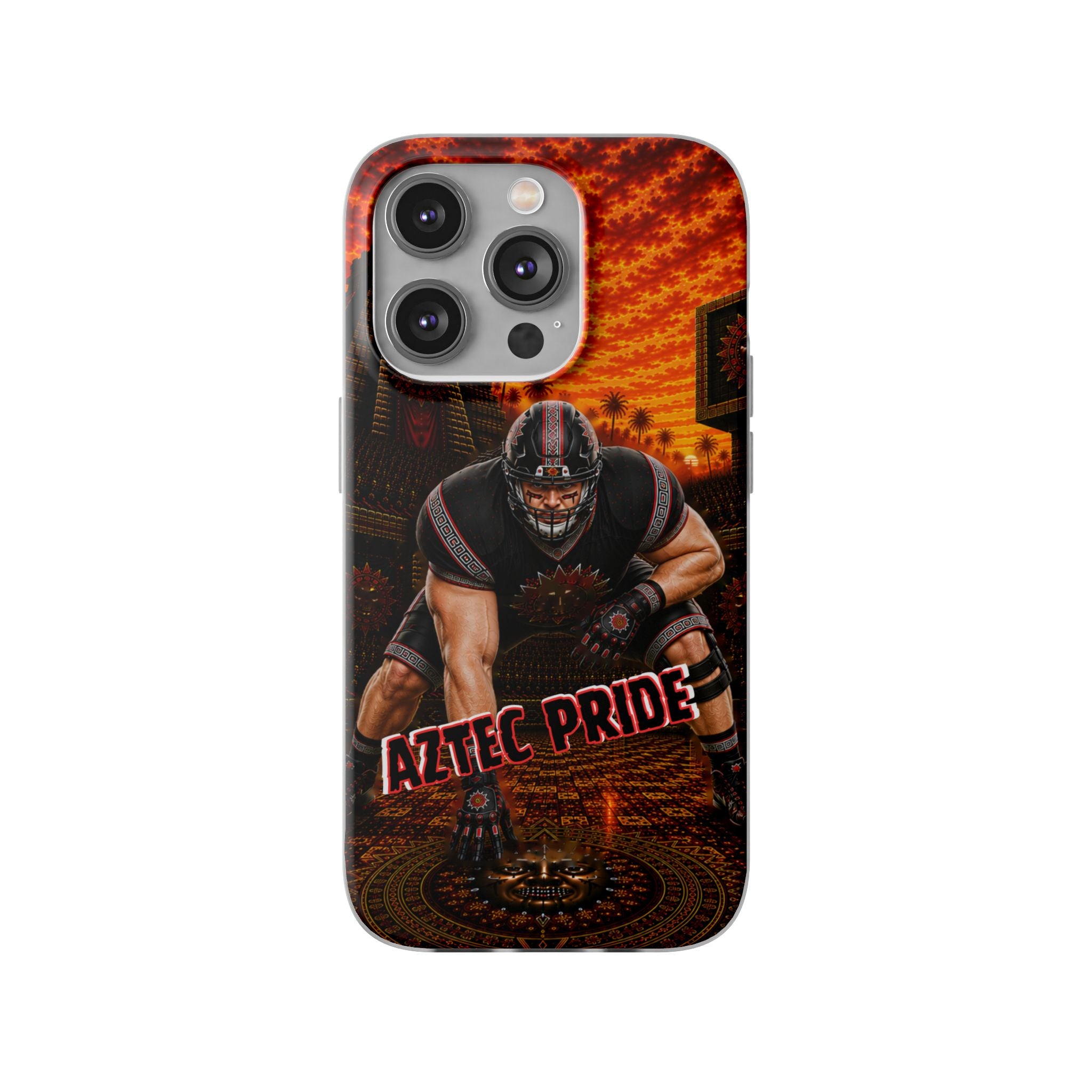 Aztec Football Warrior – Flexi Phone Case (iPhone & Samsung • Clear TPU • Made & Shipped in the USA • 🚚 FREE USA Shipping • Personalized Option)