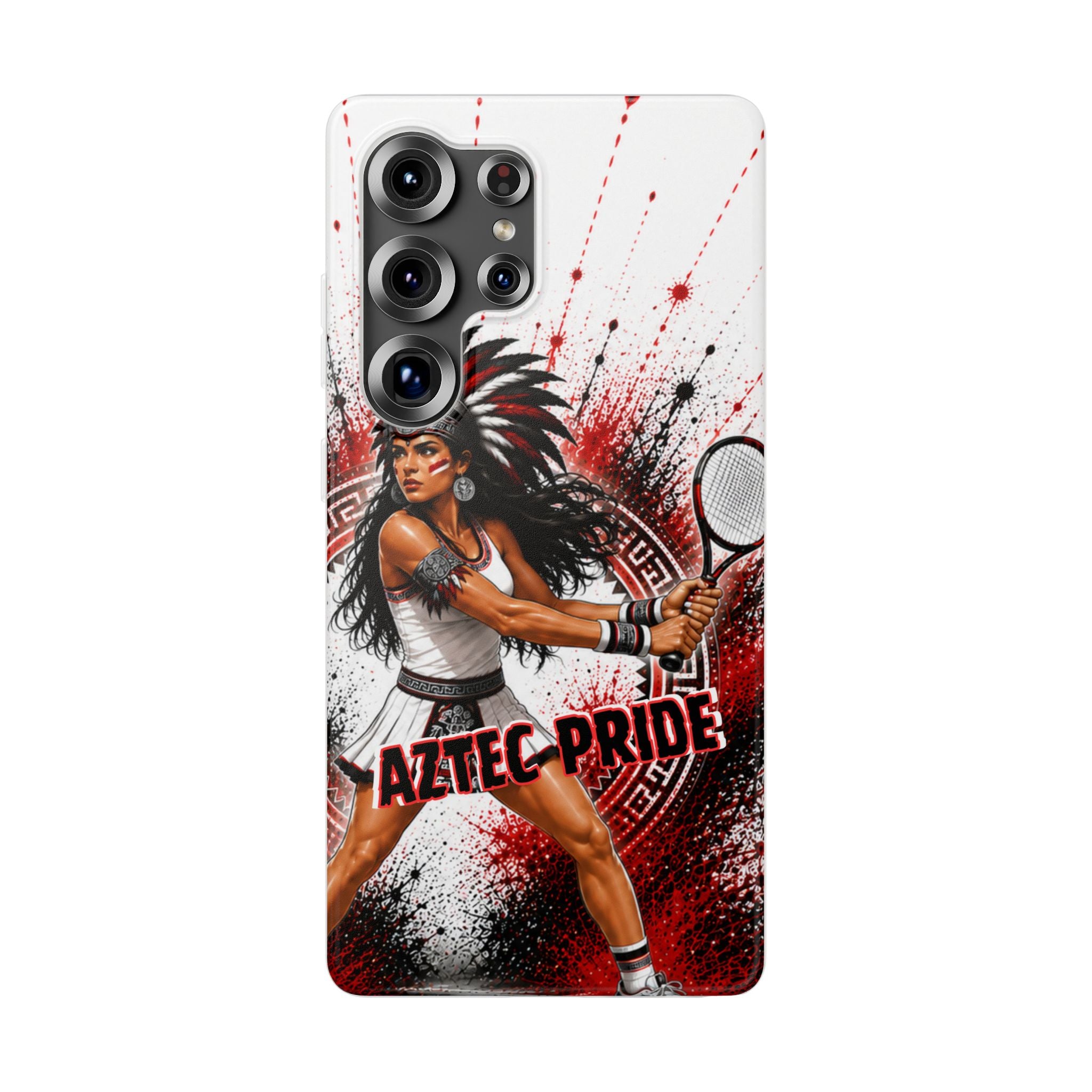Aztec Tennis Female Warrior – Flexi Phone Case (iPhone & Samsung • Clear TPU • Made & Shipped in the USA • 🚚 FREE USA Shipping • Personalized Option)