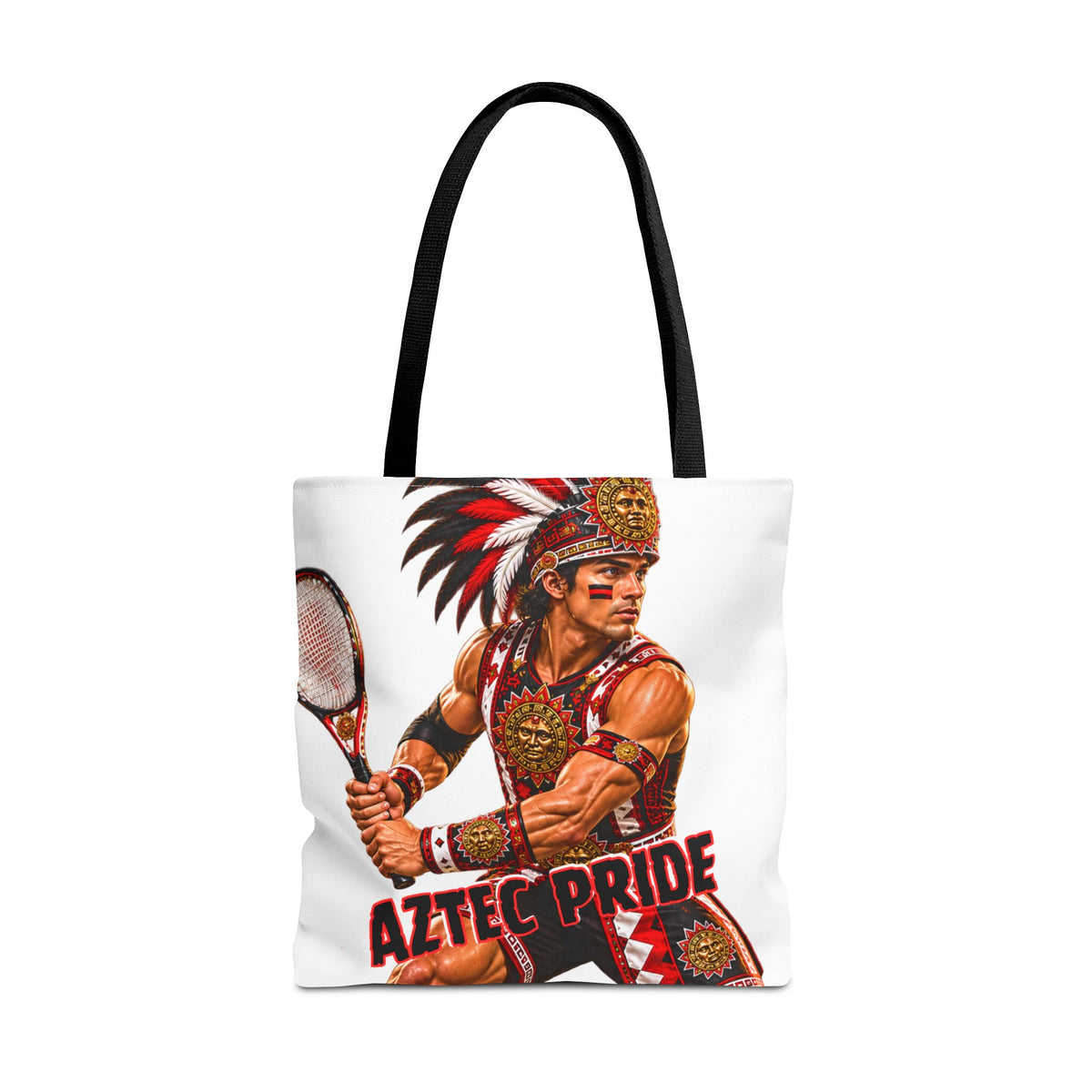 Aztec Tennis Male Warrior Tote Bag | Aztec-Inspired AI Art • Made & Shipped in the USA • 🚚 FREE USA Shipping • FREE Personalization