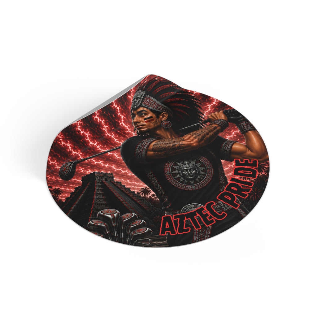 Aztec Golf Male Warrior Round Vinyl Sticker 2”–6” | Made & Shipped in the USA • 🚚 FREE USA Shipping • Personalized Option