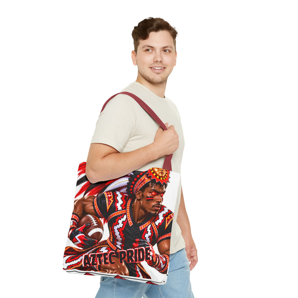Aztec Football RB Warrior Tote Bag | Aztec-Inspired AI Art • Made & Shipped in the USA • 🚚 FREE USA Shipping • FREE Personalization