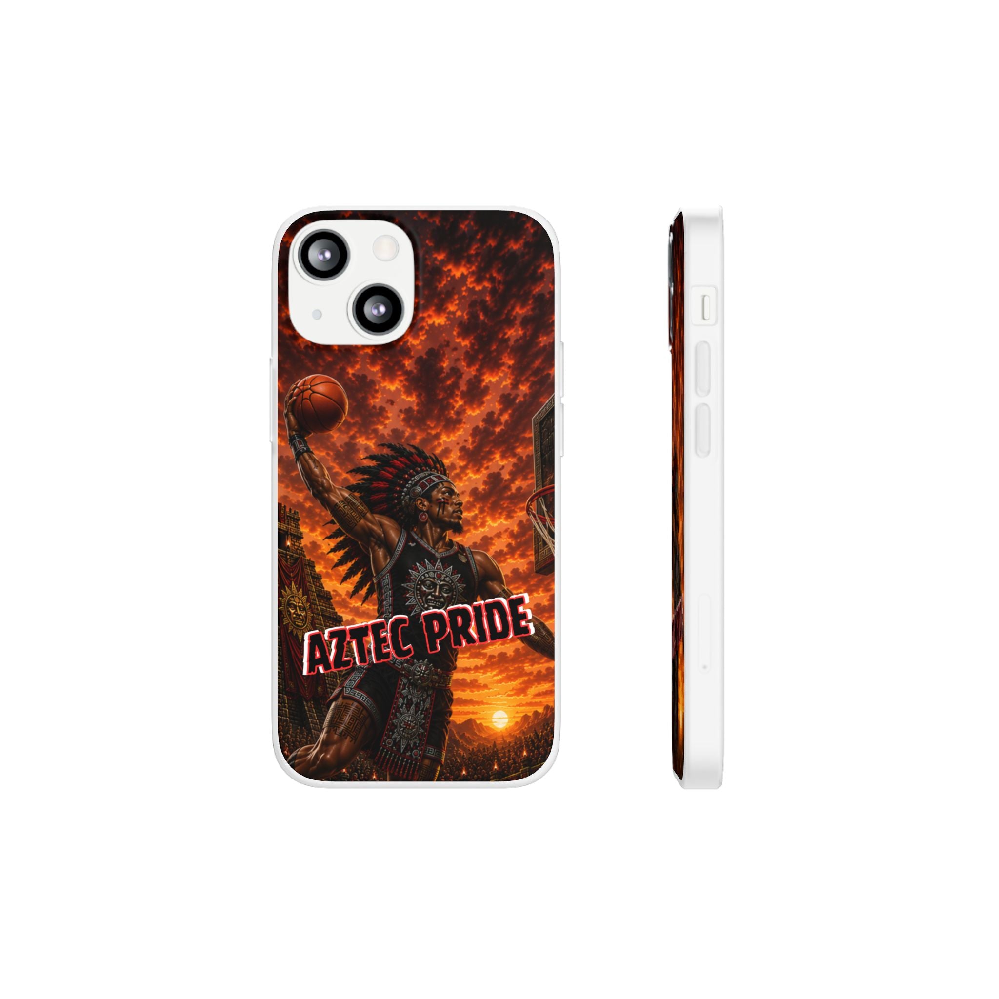Aztec Basketball Male Warrior – Flexi Phone Case (iPhone & Samsung • Clear TPU • Made & Shipped in the USA • 🚚 FREE USA Shipping • Personalized Option)
