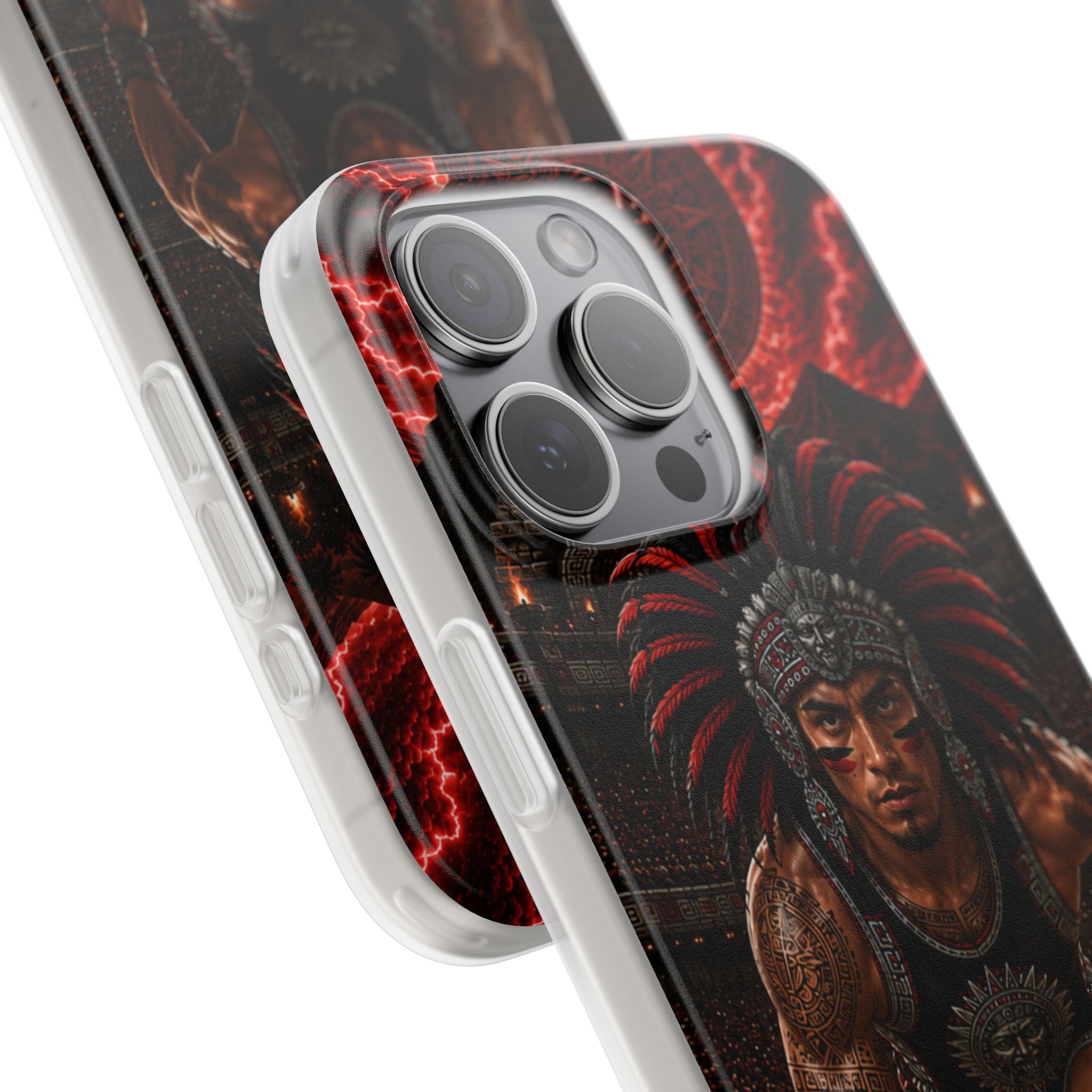 Aztec Track & Field Male Warrior – Flexi Phone Case (iPhone & Samsung • Clear TPU • Made & Shipped in the USA • 🚚 FREE USA Shipping • Personalized Option)