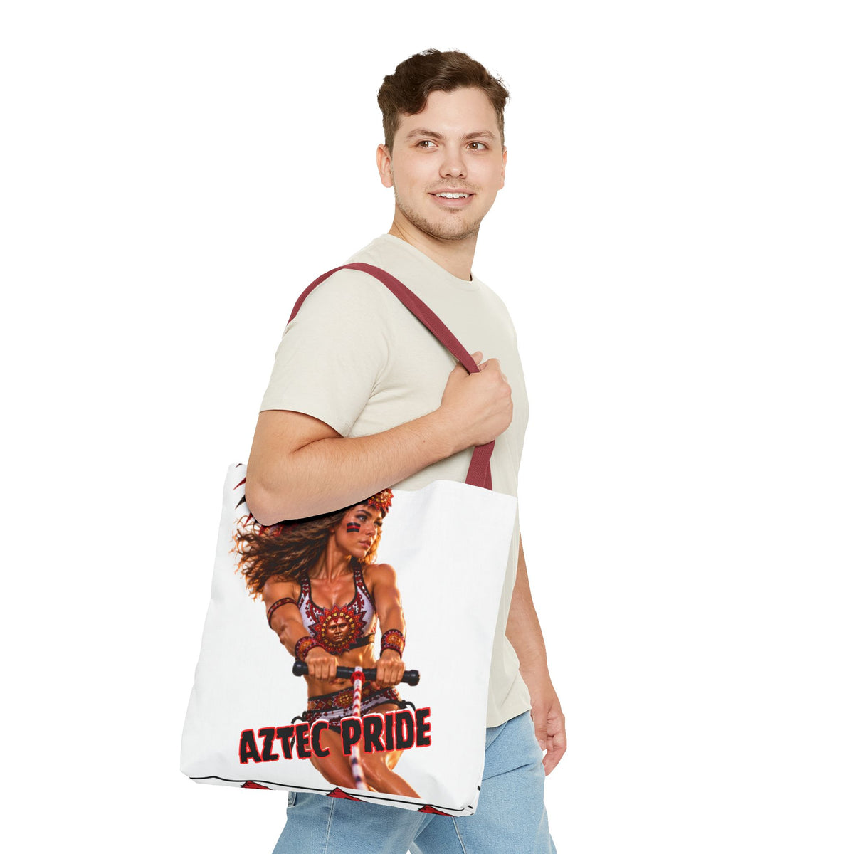Aztec Waterski Wakeboard Female Warrior Tote Bag | Aztec-Inspired AI Art • Made & Shipped in the USA • 🚚 FREE USA Shipping • FREE Personalization