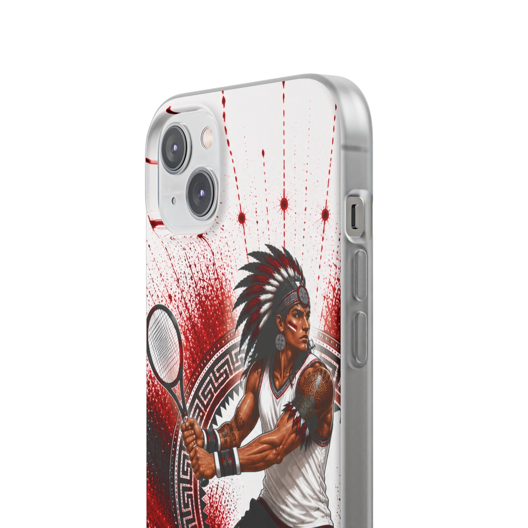 Aztec Tennis Male Warrior – Flexi Phone Case (iPhone & Samsung • Clear TPU • Made & Shipped in the USA • 🚚 FREE USA Shipping • Personalized Option)