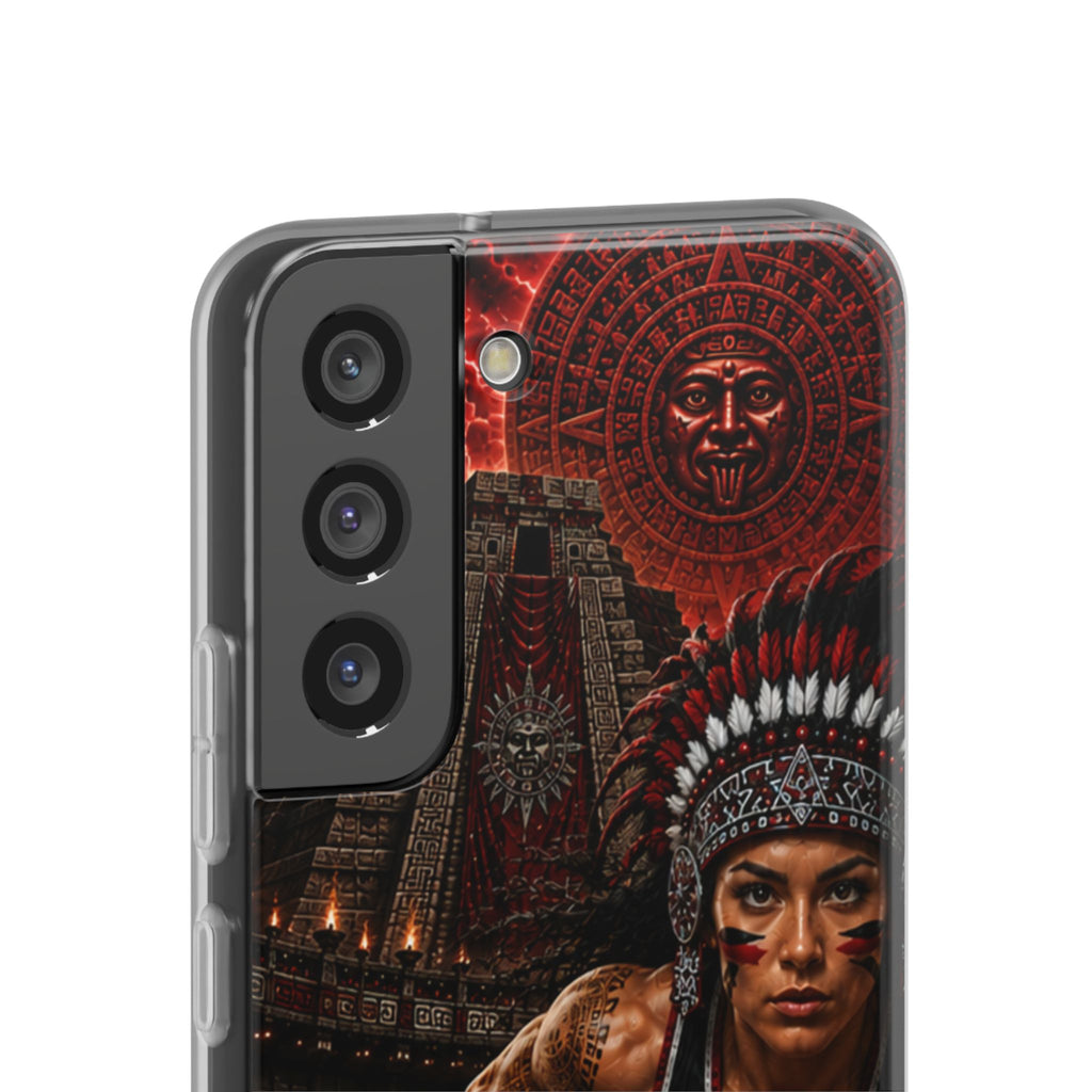 Aztec Track & Field Female Warrior – Flexi Phone Case (iPhone & Samsung • Clear TPU • Made & Shipped in the USA • 🚚 FREE USA Shipping • Personalized Option)