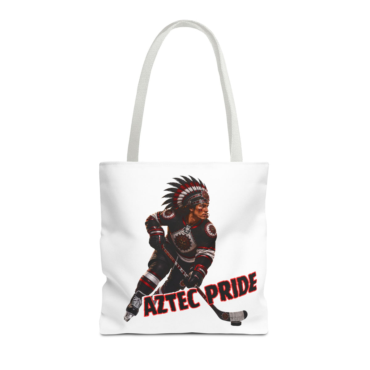 Aztec Hockey Warrior Tote Bag | Aztec-Inspired AI Art • Made & Shipped in the USA • 🚚 FREE USA Shipping • FREE Personalization