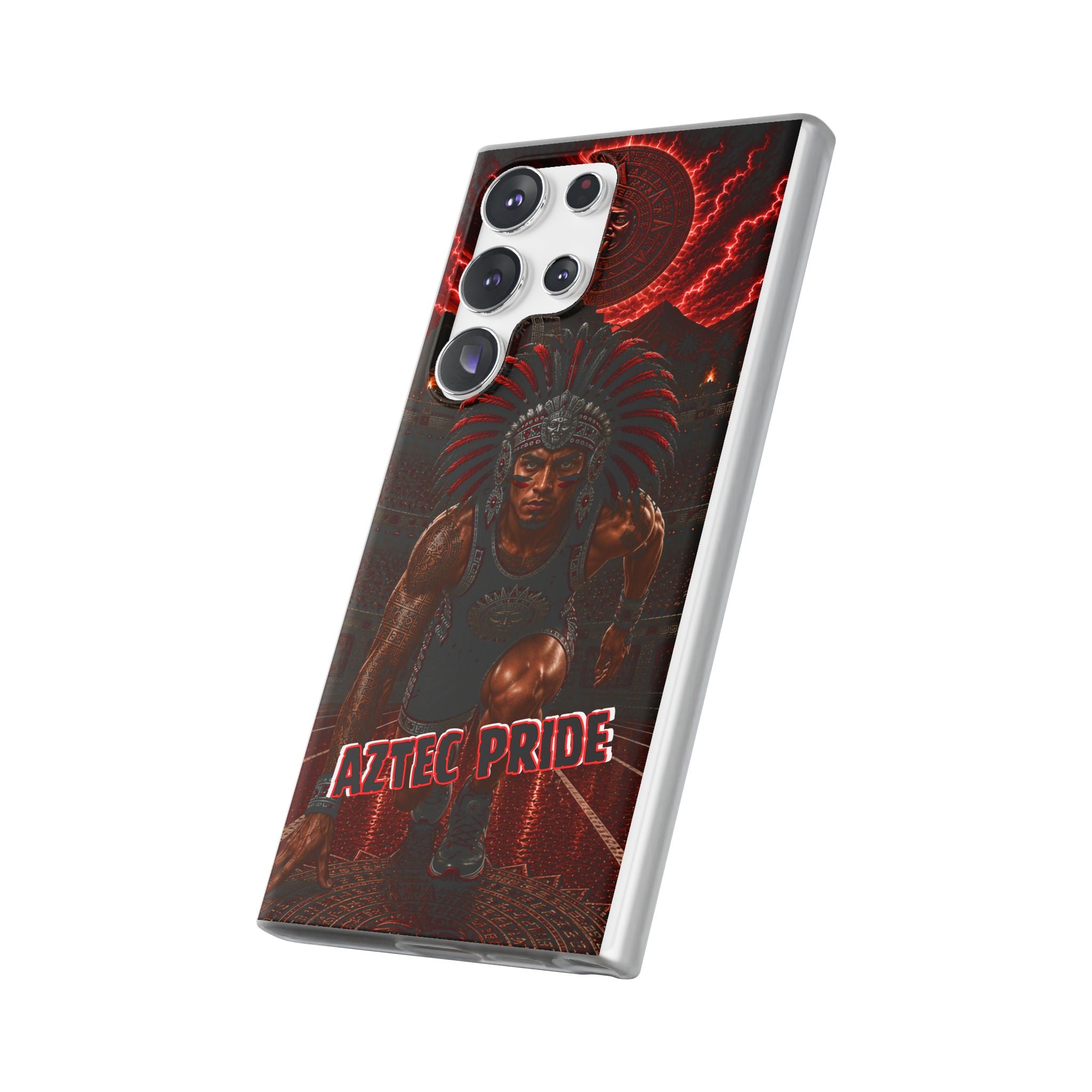 Aztec Track & Field Male Warrior – Flexi Phone Case (iPhone & Samsung • Clear TPU • Made & Shipped in the USA • 🚚 FREE USA Shipping • Personalized Option)