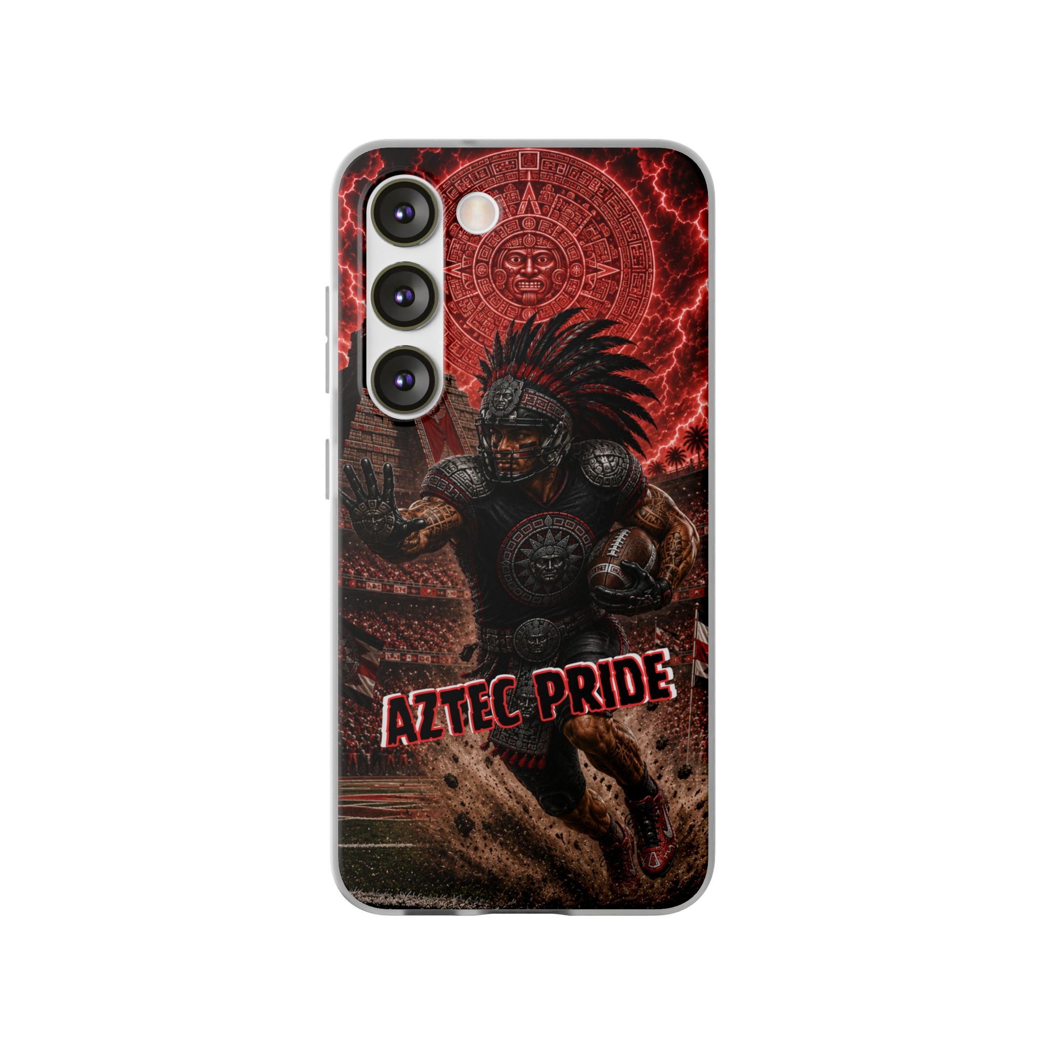 Aztec Football Warrior – Flexi Phone Case (iPhone & Samsung • Clear TPU • Made in USA • Personalized Option)