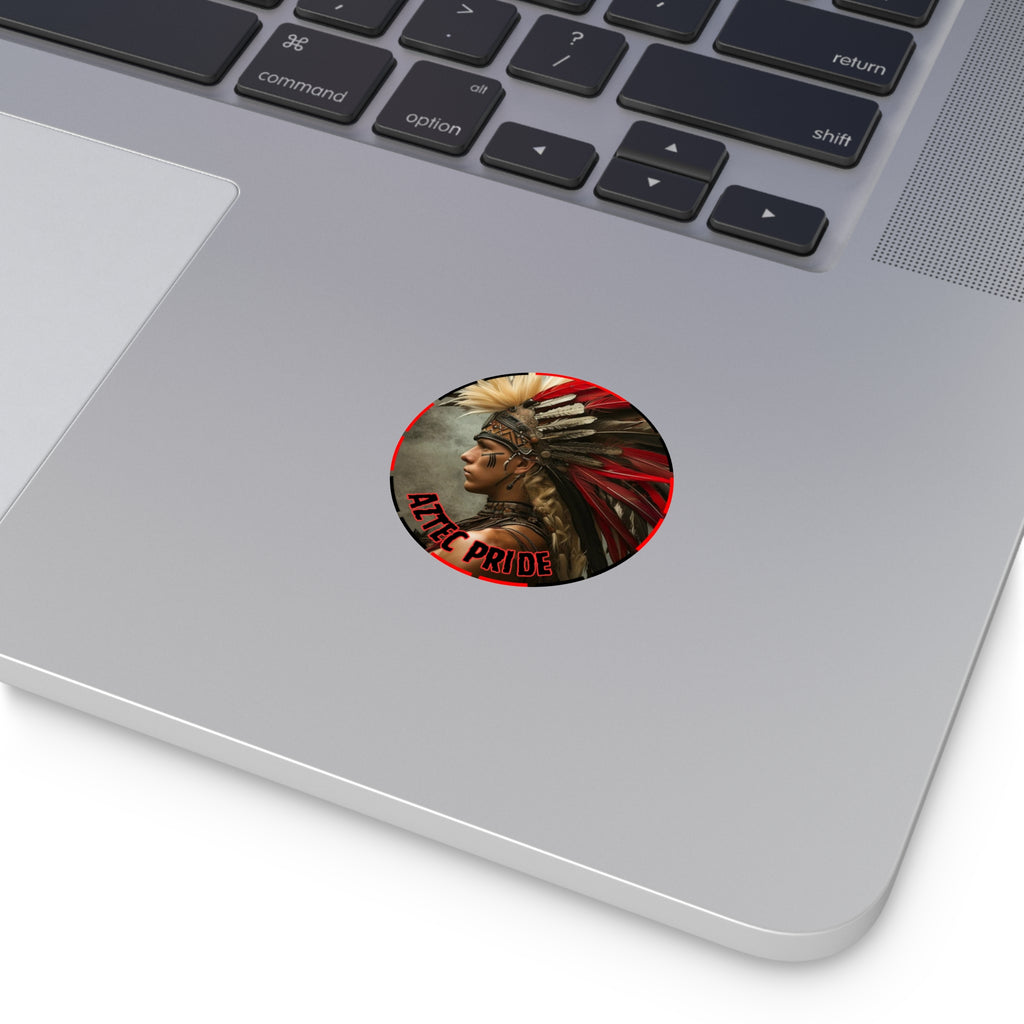 Aztec Storm Warrior Round Vinyl Sticker – Waterproof Matte Decal (2”–6”)
