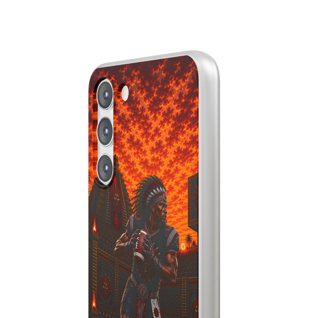Aztec Football Warrior – Flexi Phone Case (iPhone & Samsung • Clear TPU • Made & Shipped in the USA • 🚚 FREE USA Shipping • Personalized Option)