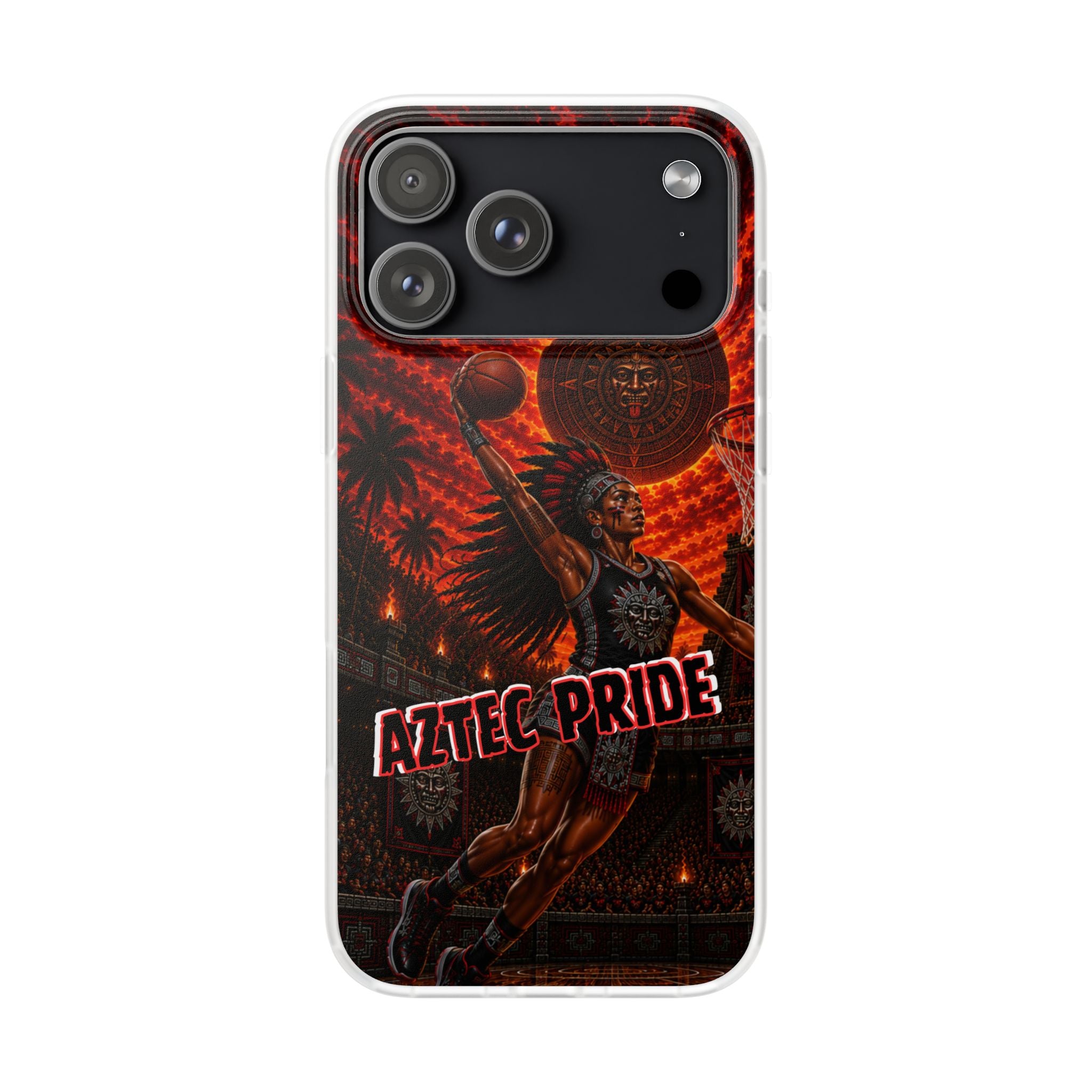 Aztec Basketball Female Warrior – Flexi Phone Case (iPhone & Samsung • Clear TPU • Made & Shipped in the USA • 🚚 FREE USA Shipping • Personalized Option)
