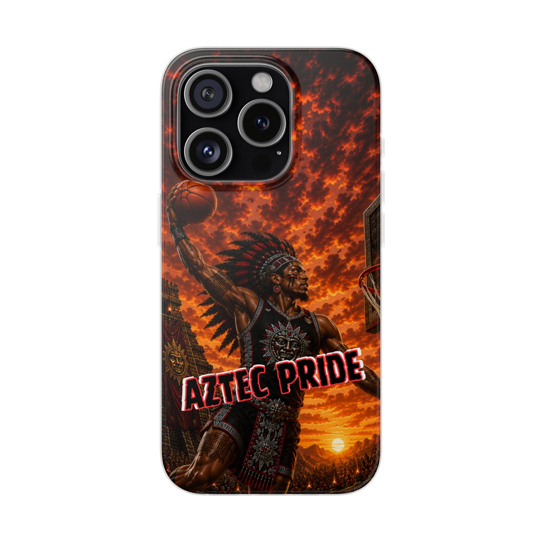 Aztec Basketball Male Warrior – Flexi Phone Case (iPhone & Samsung • Clear TPU • Made & Shipped in the USA • 🚚 FREE USA Shipping • Personalized Option)