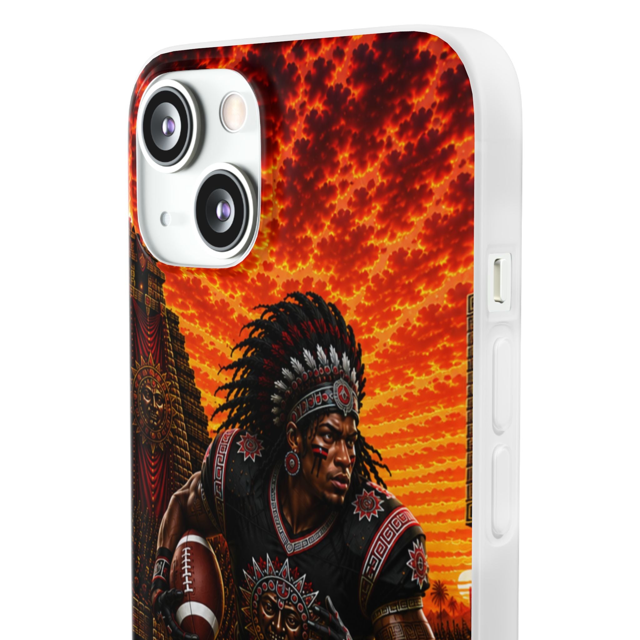 Aztec Football Warrior – Flexi Phone Case (iPhone & Samsung • Clear TPU • Made & Shipped in the USA • 🚚 FREE USA Shipping • Personalized Option)
