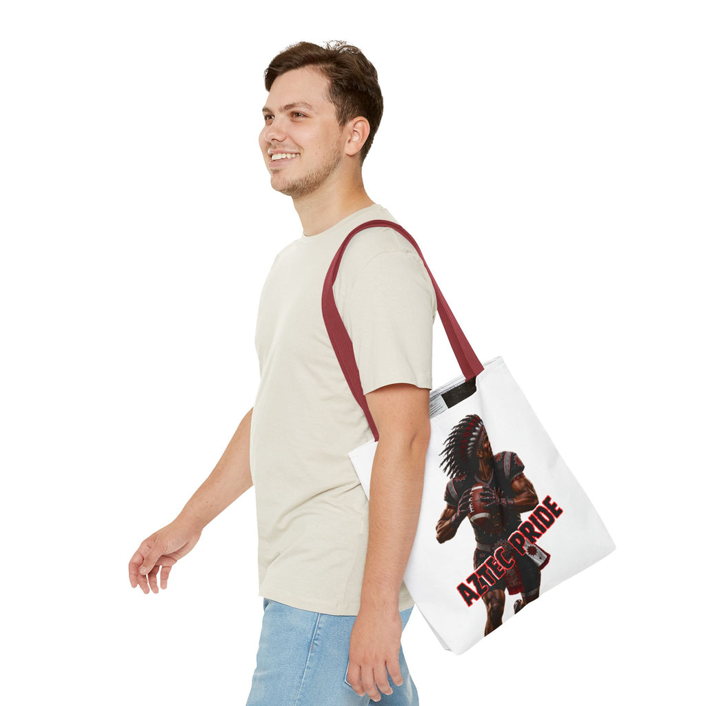 Aztec Football Quarterback Warrior Tote Bag | Aztec-Inspired AI Art • Made & Shipped in the USA • 🚚 FREE USA Shipping • FREE Personalization