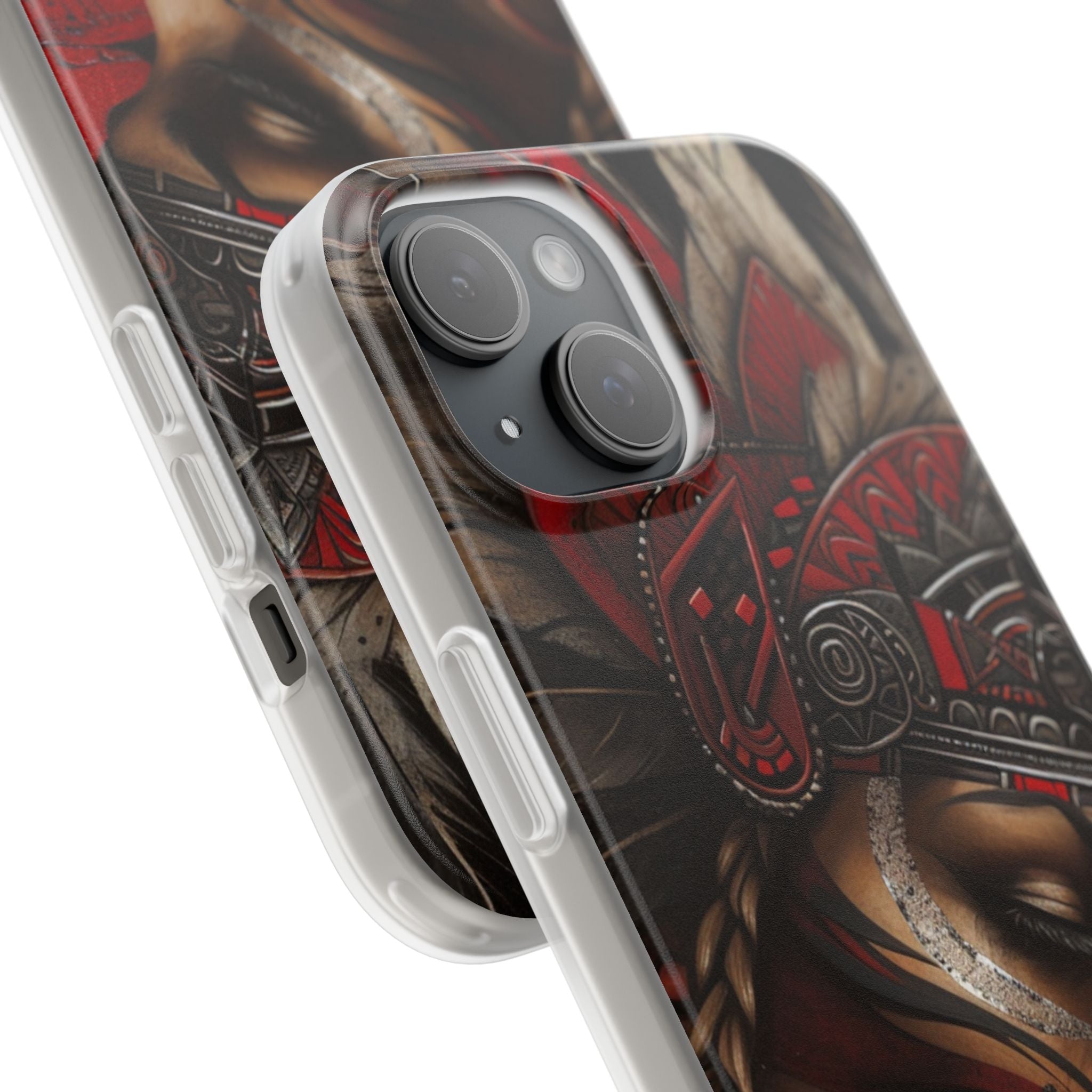 Aztec Sun Goddess – Flexi Phone Case (iPhone & Samsung • Clear TPU • Made in USA • Personalized Option)