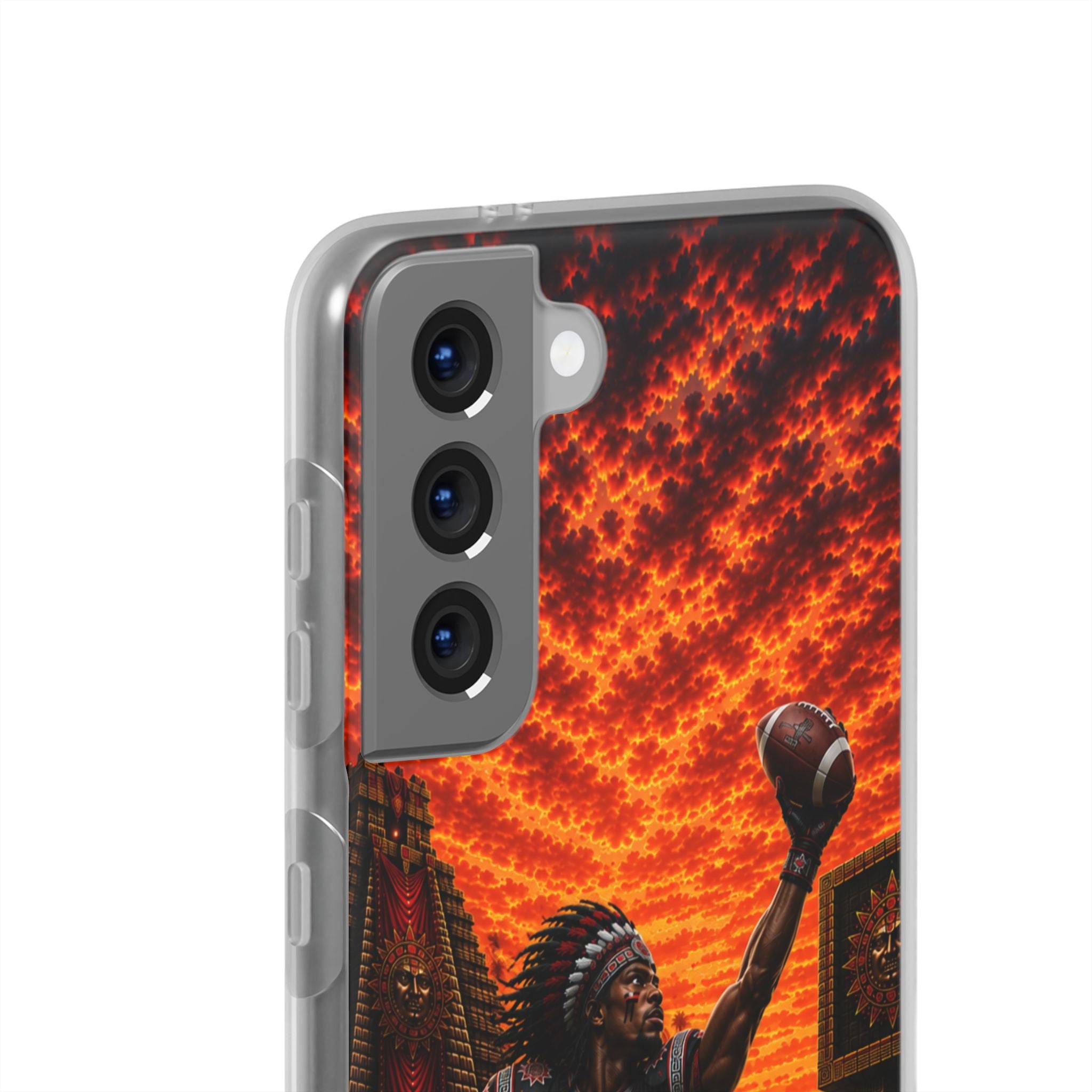 Aztec Football Warrior – Flexi Phone Case (iPhone & Samsung • Clear TPU • Made & Shipped in the USA • 🚚 FREE USA Shipping • Personalized Option)