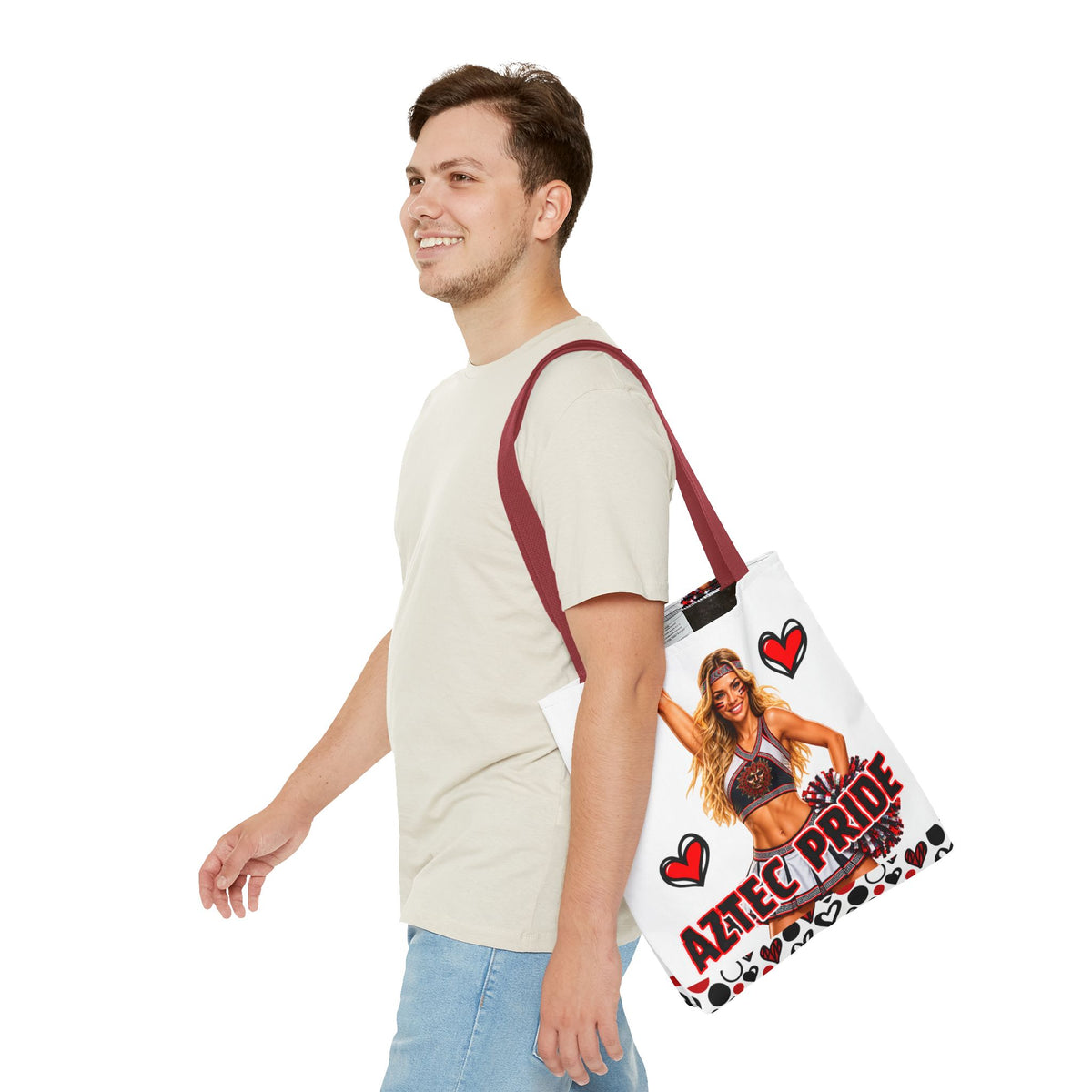 Aztec Cheerleader Warrior Tote Bag | Aztec-Inspired AI Art • Made & Shipped in the USA • 🚚 FREE USA Shipping • FREE Personalization