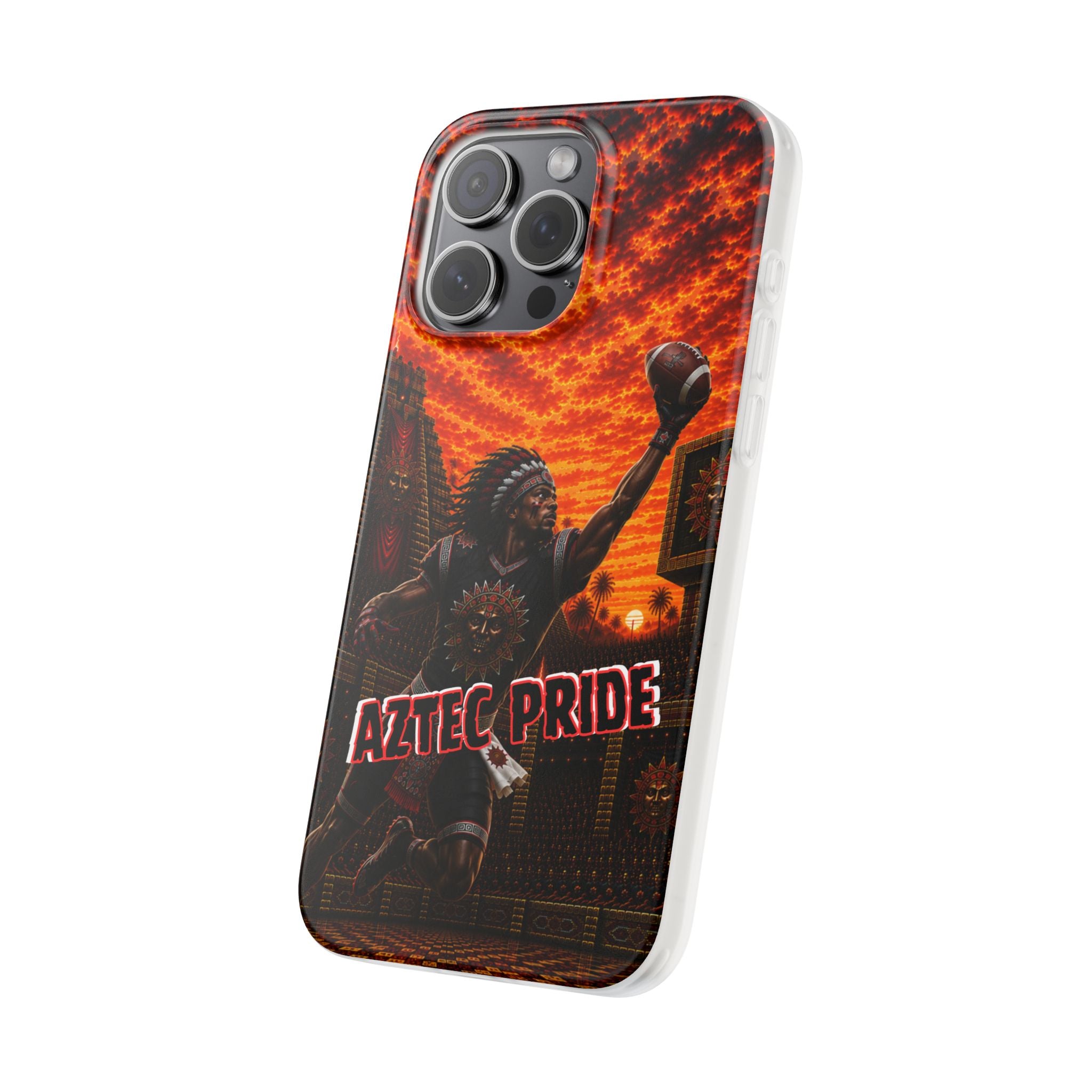 Aztec Football Warrior – Flexi Phone Case (iPhone & Samsung • Clear TPU • Made & Shipped in the USA • 🚚 FREE USA Shipping • Personalized Option)
