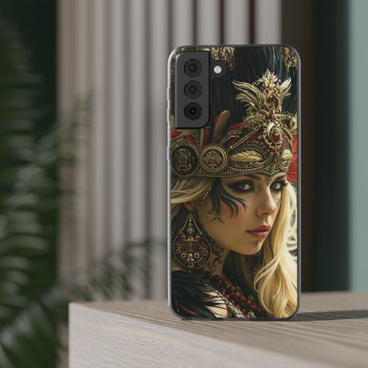 Aztec Fireheart Queen – Flexi Phone Case (iPhone & Samsung • Clear TPU • Made in USA • Personalized Option)