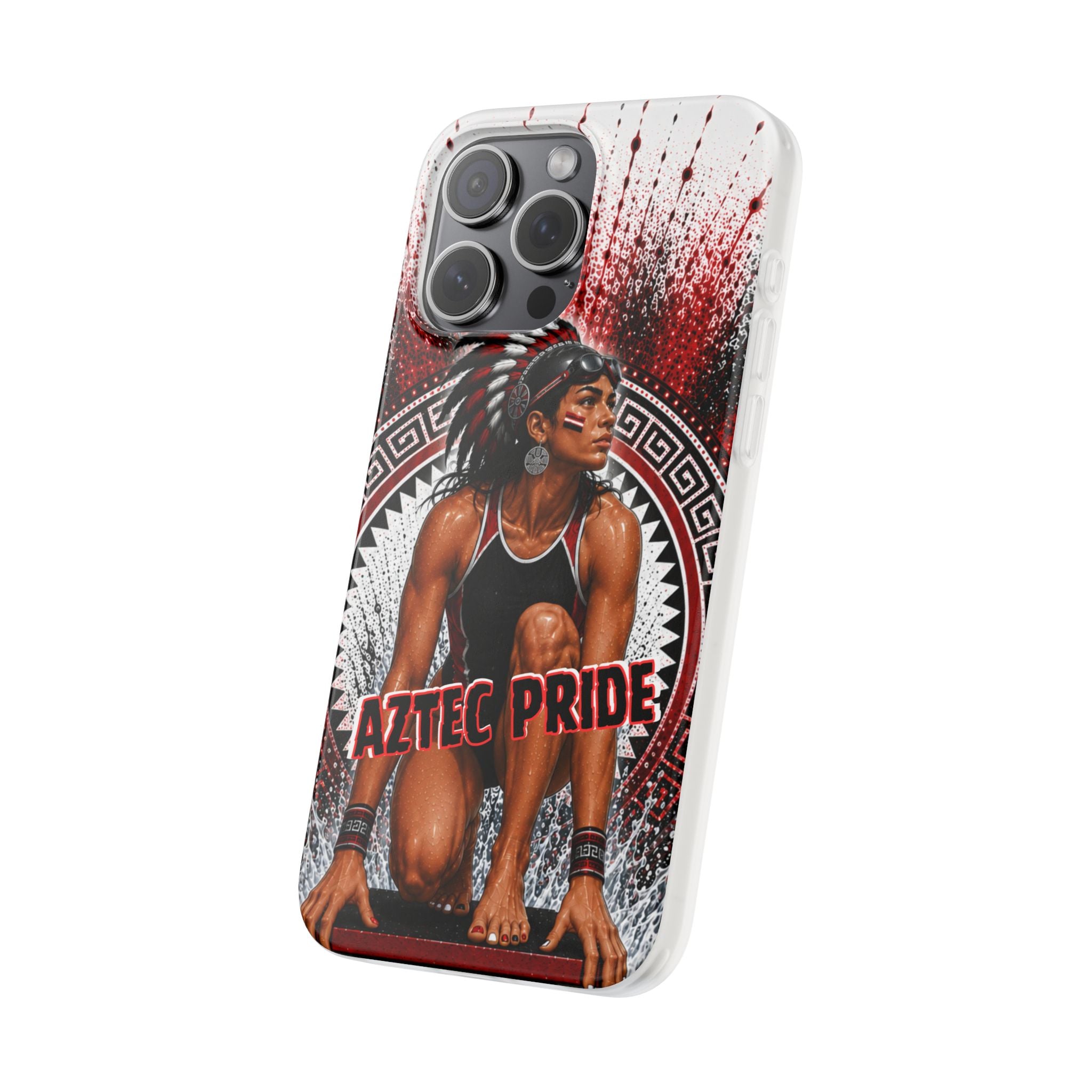 Aztec Swim & Dive Warrior – Flexi Phone Case (iPhone & Samsung • Clear TPU • Made & Shipped in the USA • 🚚 FREE USA Shipping • Personalized Option)