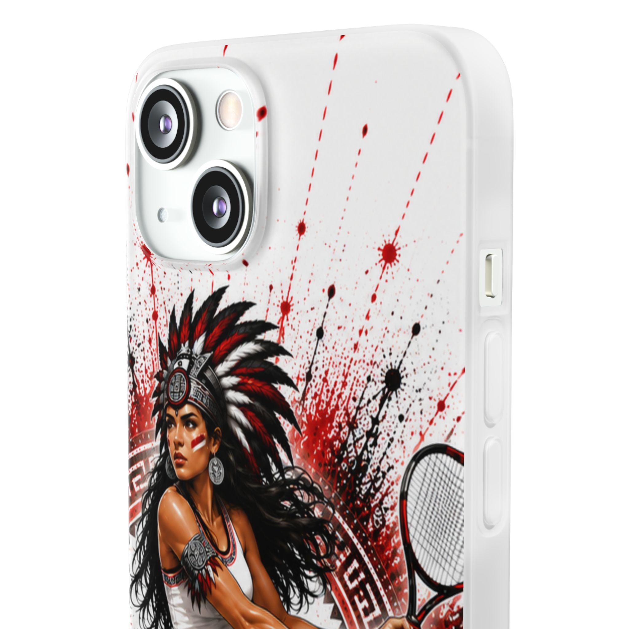 Aztec Tennis Female Warrior – Flexi Phone Case (iPhone & Samsung • Clear TPU • Made & Shipped in the USA • 🚚 FREE USA Shipping • Personalized Option)