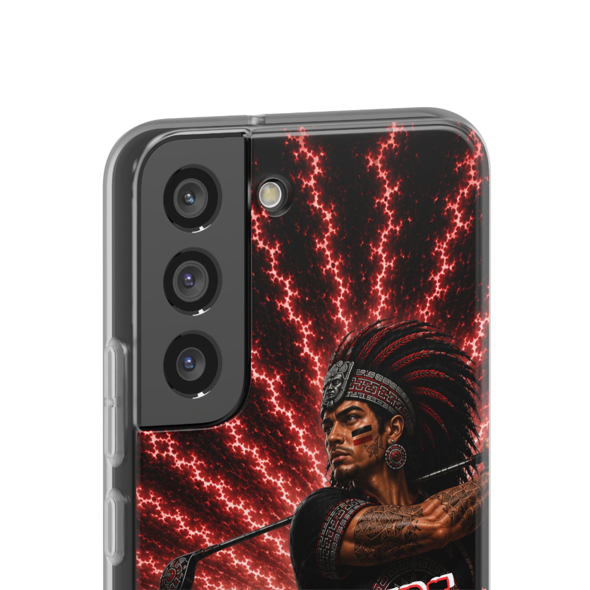 Aztec Golf Male Warrior – Flexi Phone Case (iPhone & Samsung • Clear TPU • Made & Shipped in the USA • 🚚 FREE USA Shipping • Personalized Option)