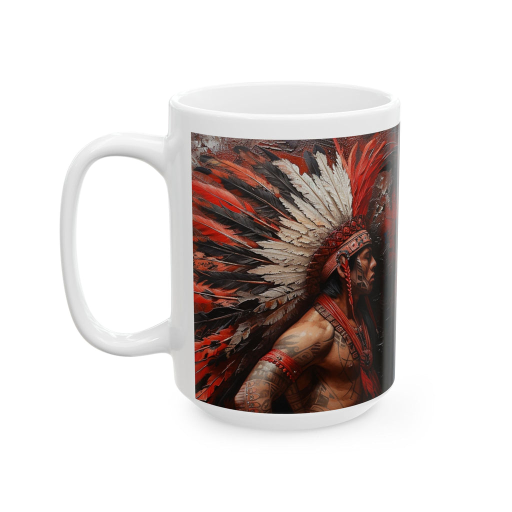 Aztec Noble Warrior – Ceramic Mug (11oz, 15oz • Dishwasher & Microwave Safe • Made in USA • Personalized Option)