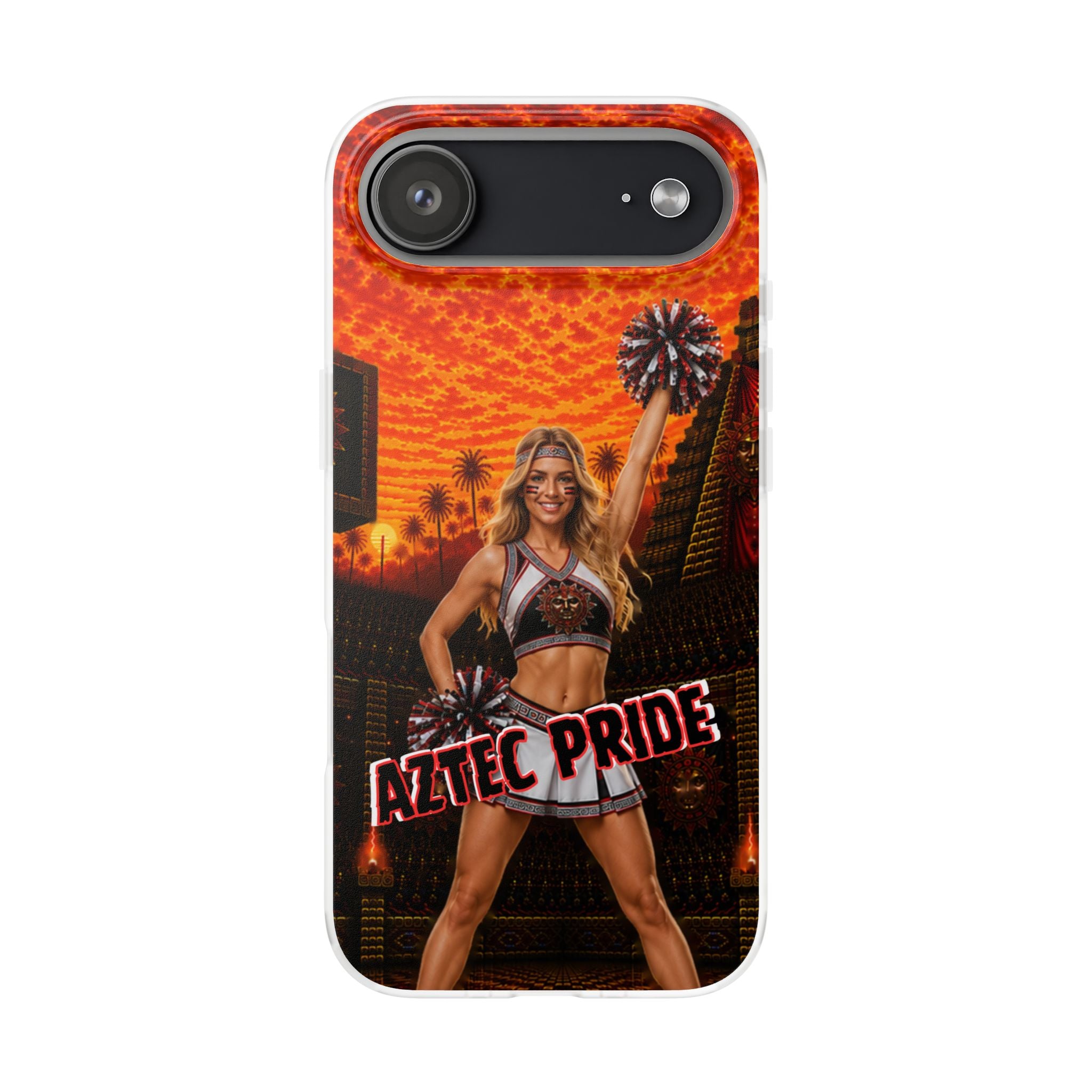 Aztec Cheerleader Warrior – Flexi Phone Case (iPhone & Samsung • Clear TPU • Made & Shipped in the USA • 🚚 FREE USA Shipping • Personalized Option)