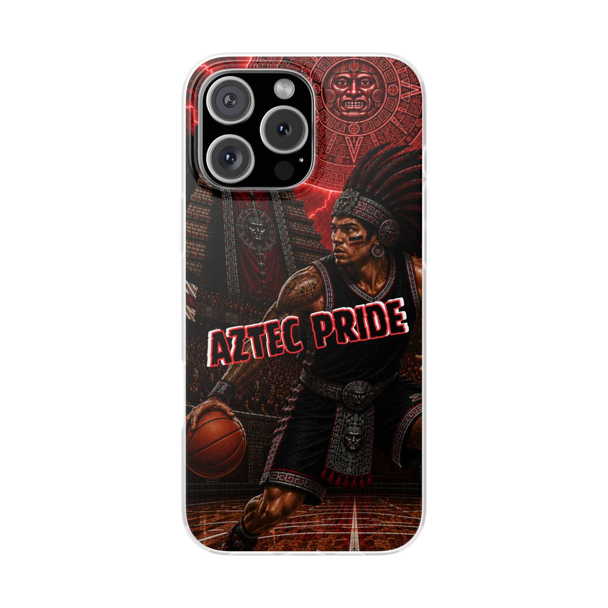 Aztec Basketall Warrior – Flexi Phone Case (iPhone & Samsung • Clear TPU • Made & Shipped in the USA • 🚚 FREE USA Shipping • Personalized Option)