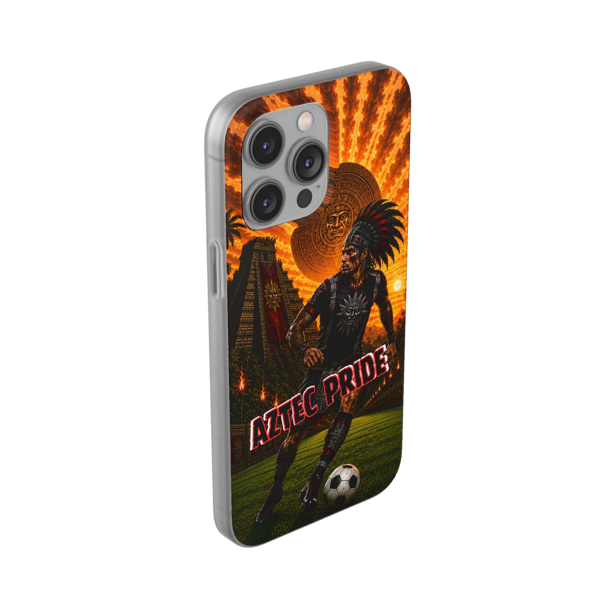 Aztec Soccer Male Warrior – Flexi Phone Case (iPhone & Samsung • Clear TPU • Made & Shipped in the USA • 🚚 FREE USA Shipping • Personalized Option)
