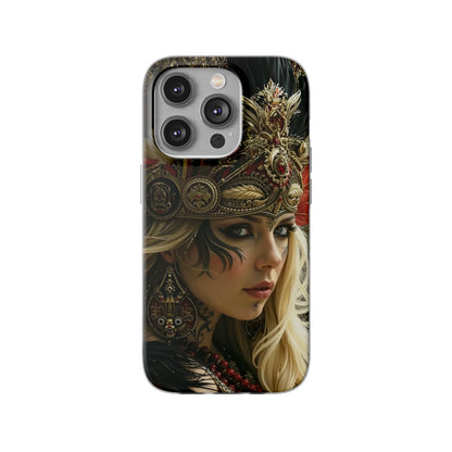 Aztec Fireheart Queen – Flexi Phone Case (iPhone & Samsung • Clear TPU • Made in USA • Personalized Option)
