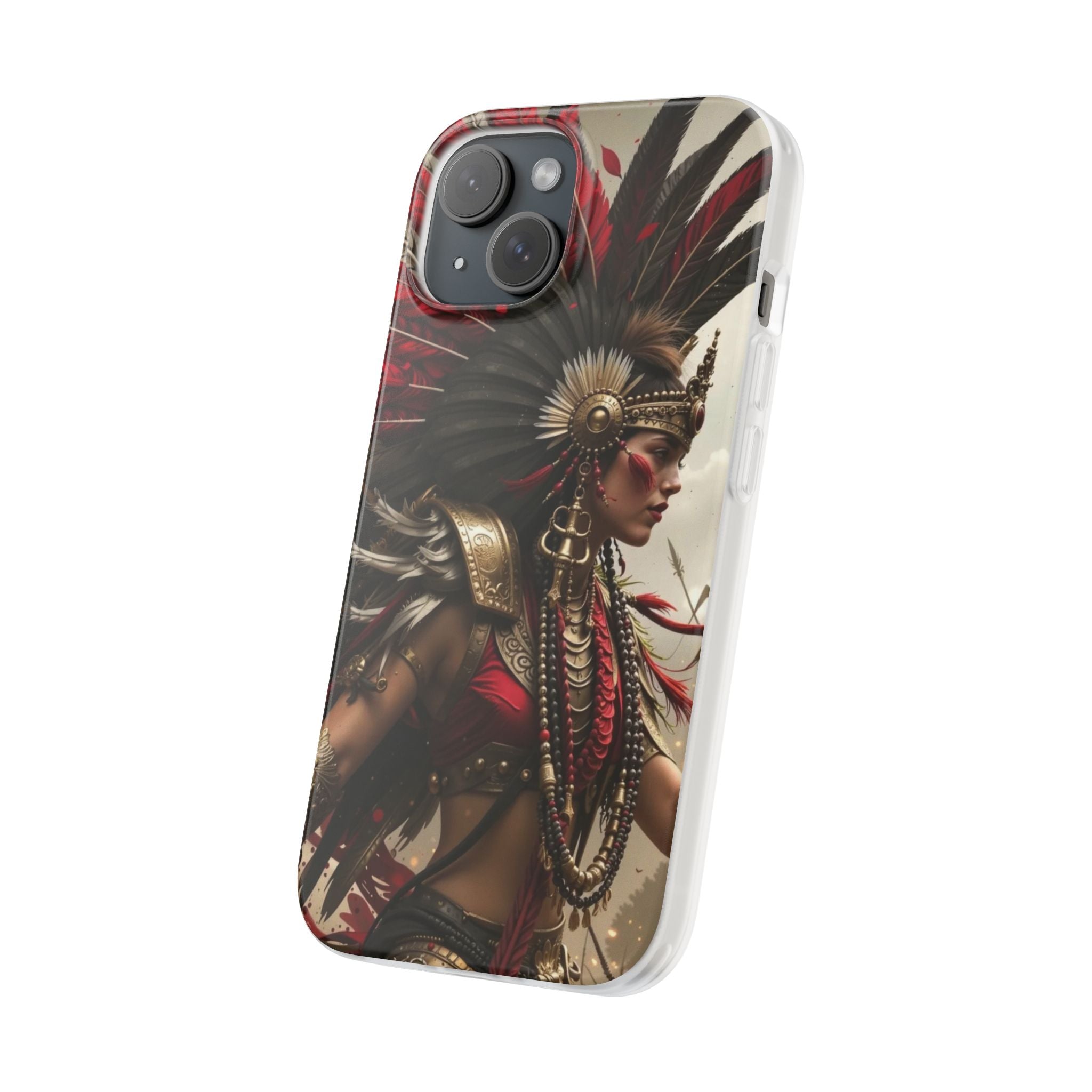 Aztec Warrior Queen – Flexi Phone Case (iPhone & Samsung • Clear TPU • Made in USA • Personalized Option)