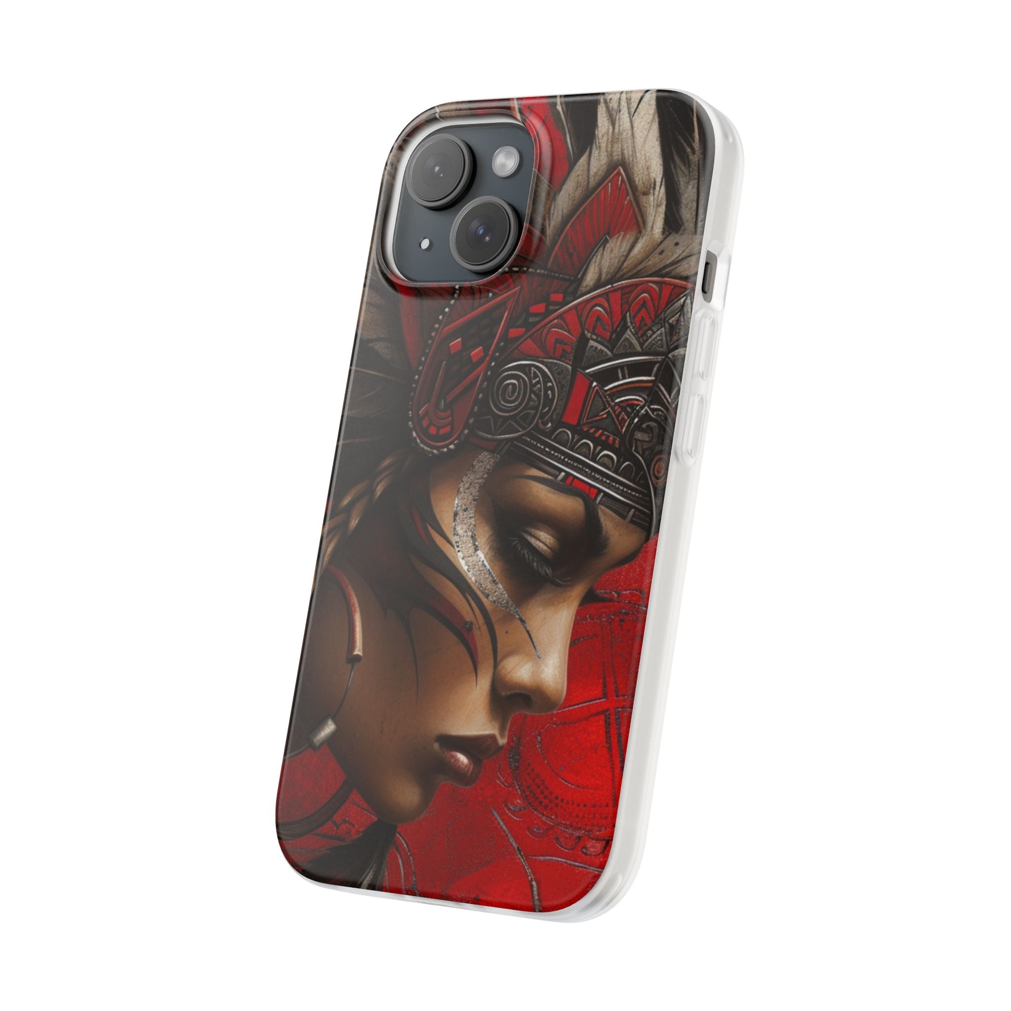 Aztec Sun Goddess – Flexi Phone Case (iPhone & Samsung • Clear TPU • Made in USA • Personalized Option)