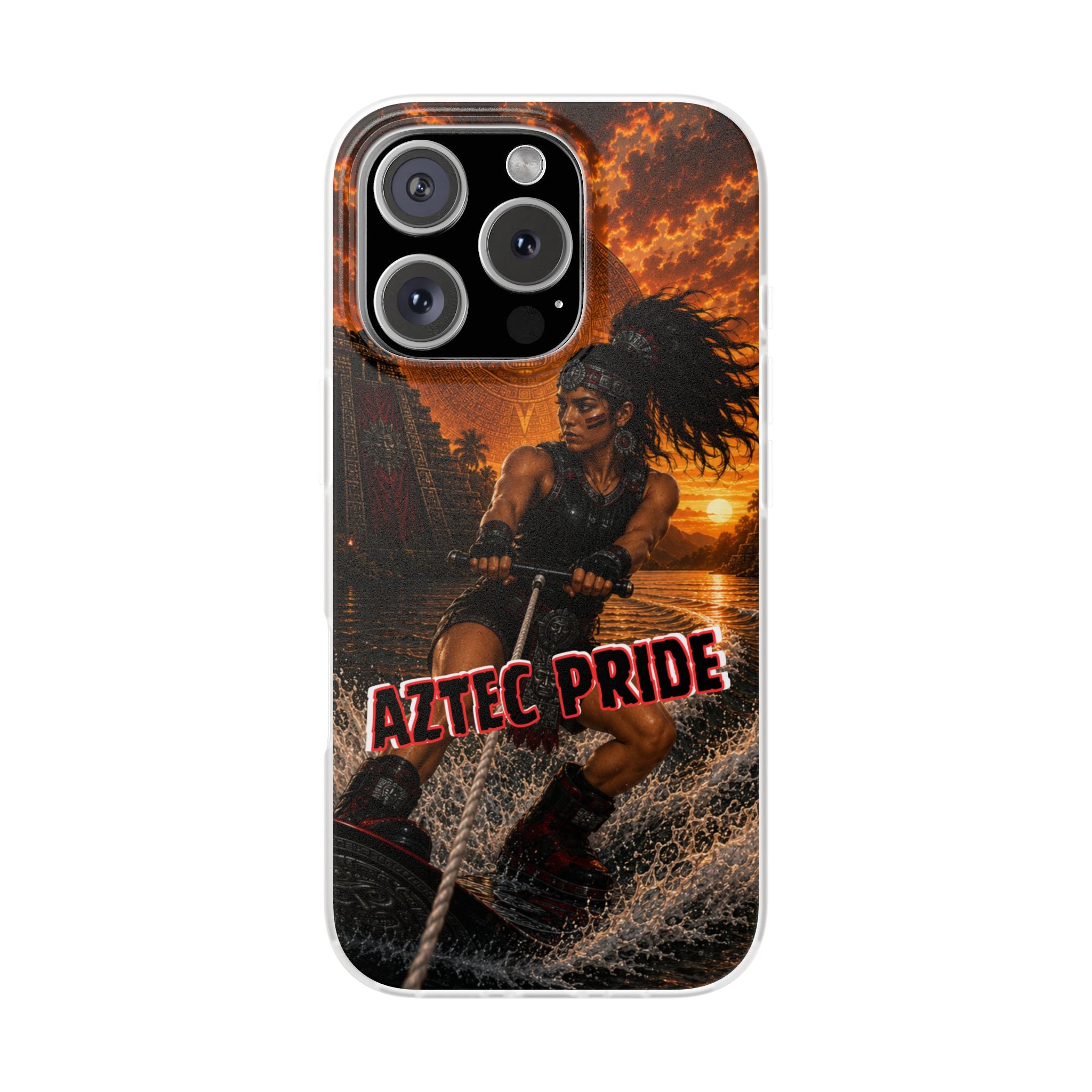 Aztec Wakeboard Female Warrior – Flexi Phone Case (iPhone & Samsung • Clear TPU • Made & Shipped in the USA • 🚚 FREE USA Shipping • Personalized Option)
