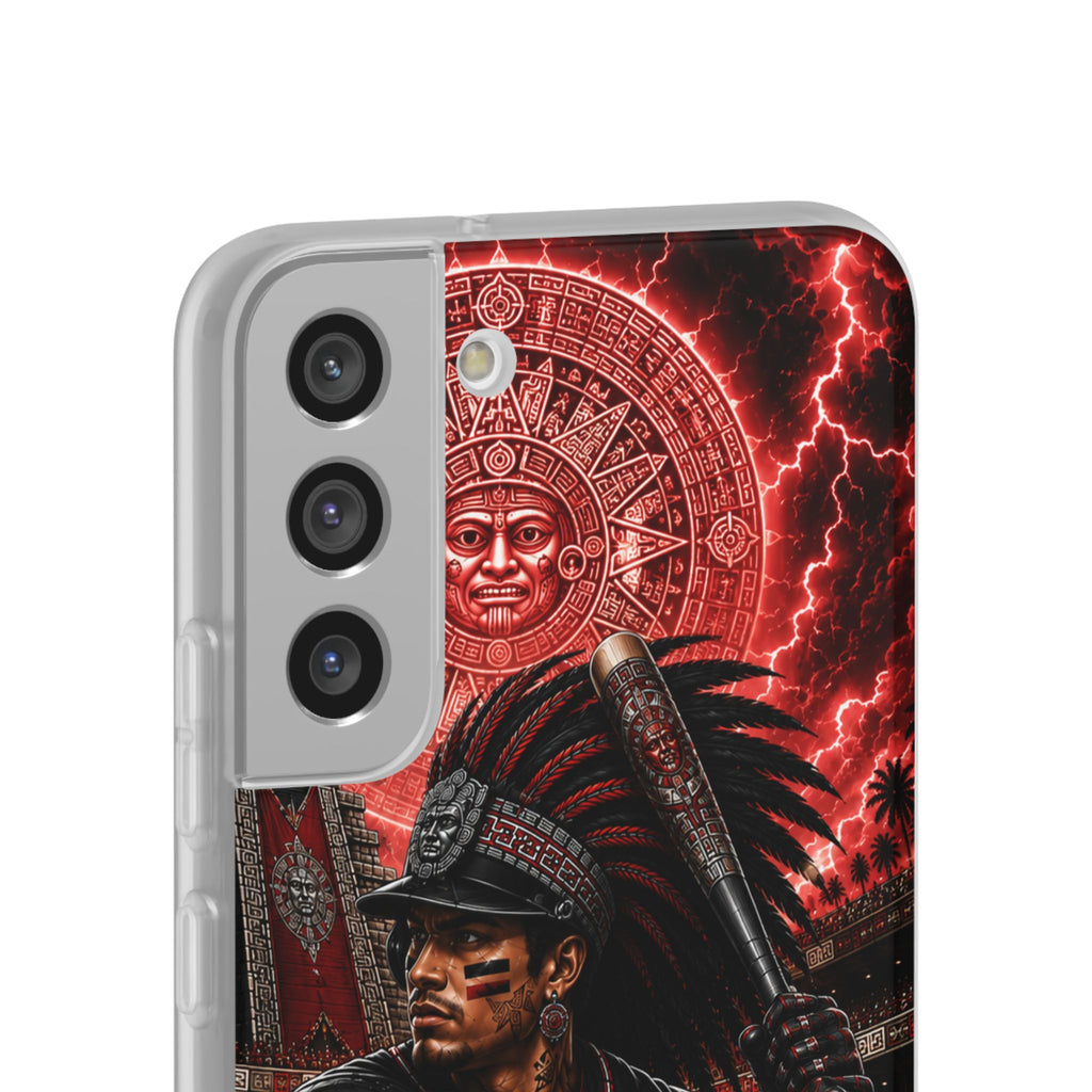 Aztec Baseball Warrior – Flexi Phone Case (iPhone & Samsung • Clear TPU • Made & Shipped in the USA • 🚚 FREE USA Shipping • Personalized Option)